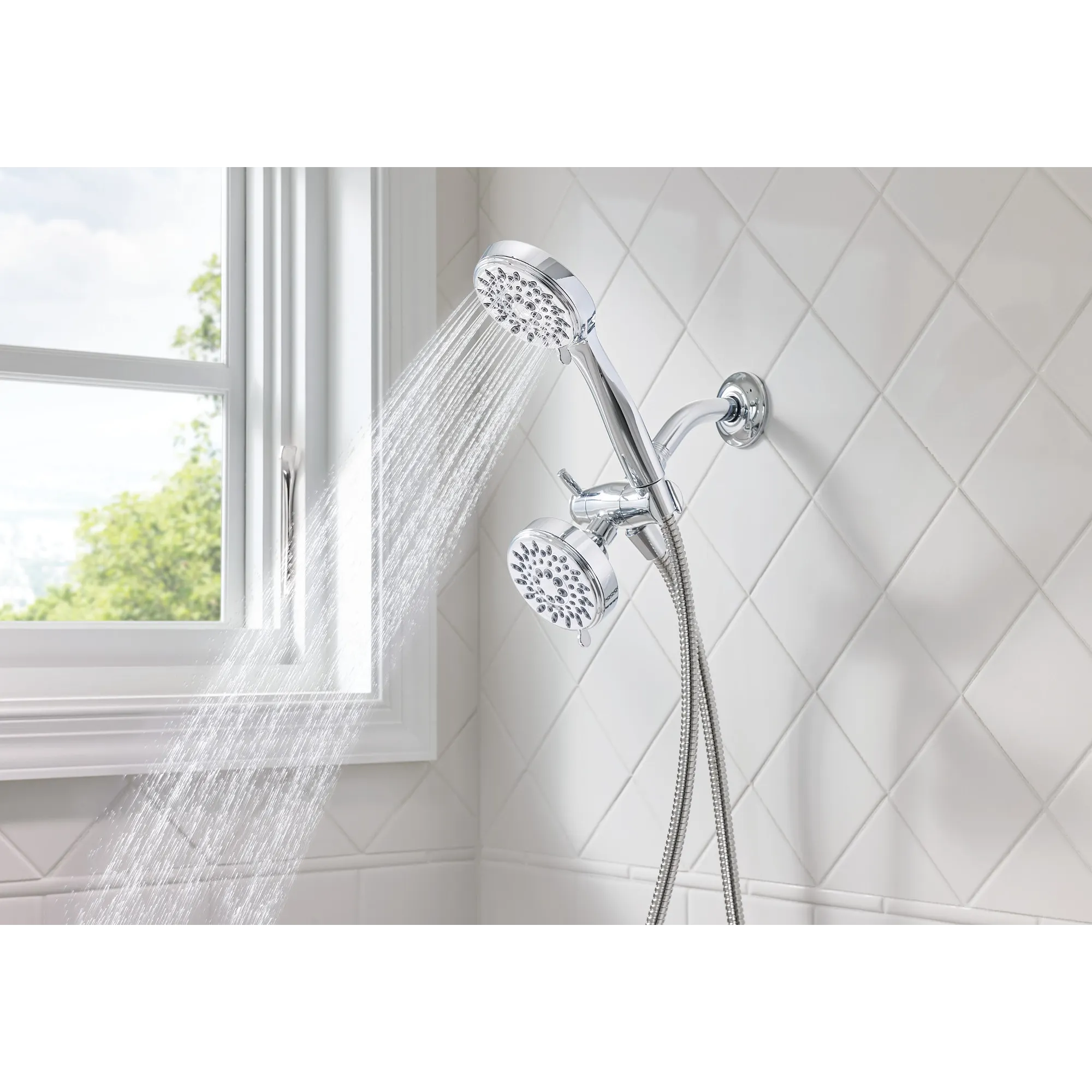 Ignite Five-Function 3 3/4" Diameter Standard Spray Head With Handheld Shower - Image 3