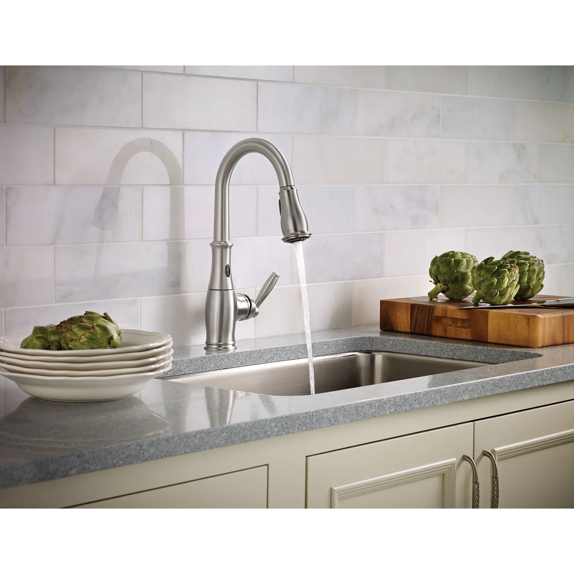 Brantford Chrome One-Handle High Arc Pulldown Kitchen Faucet - Image 8