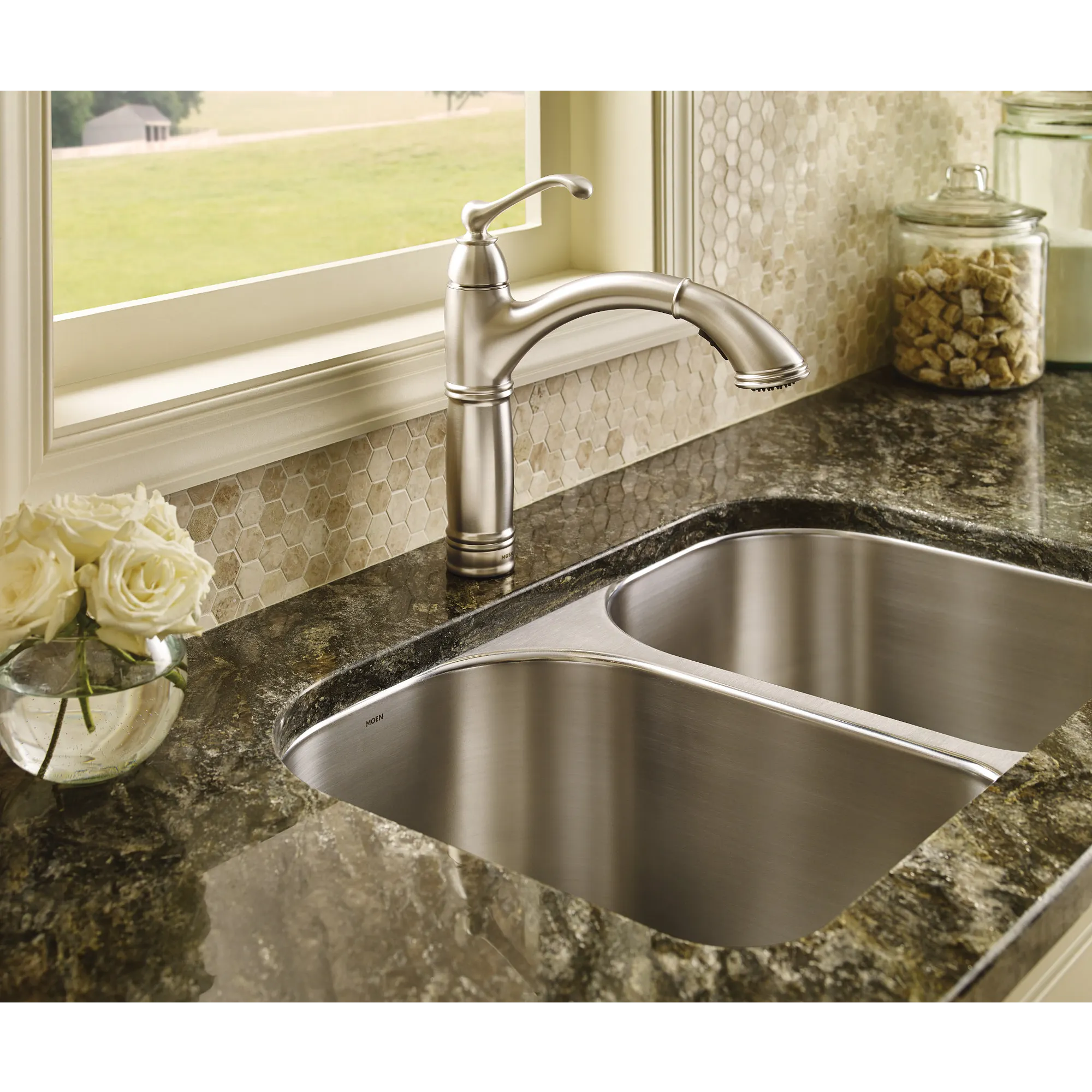 Brantford Chrome One-Handle High Arc Pullout Kitchen Faucet - Image 12
