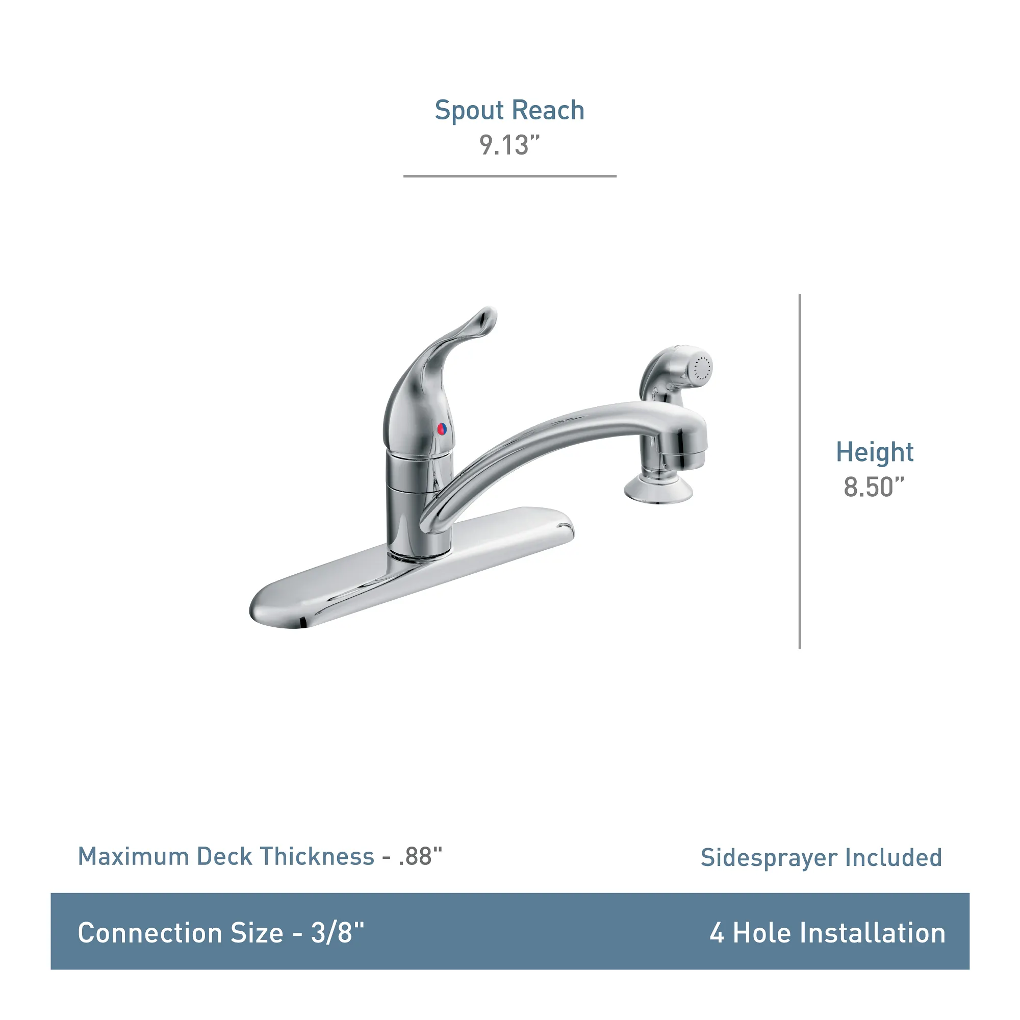 Chateau Chrome One-Handle Low Arc Kitchen Faucet - Image 8