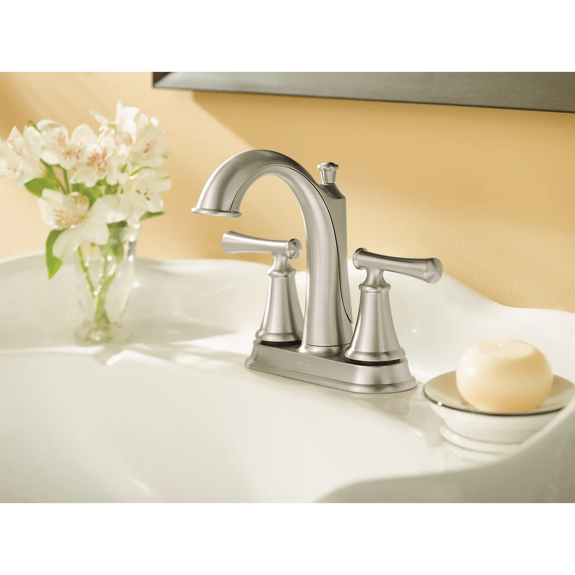 Telford Chrome two-handle high arc bathroom faucet - Image 2
