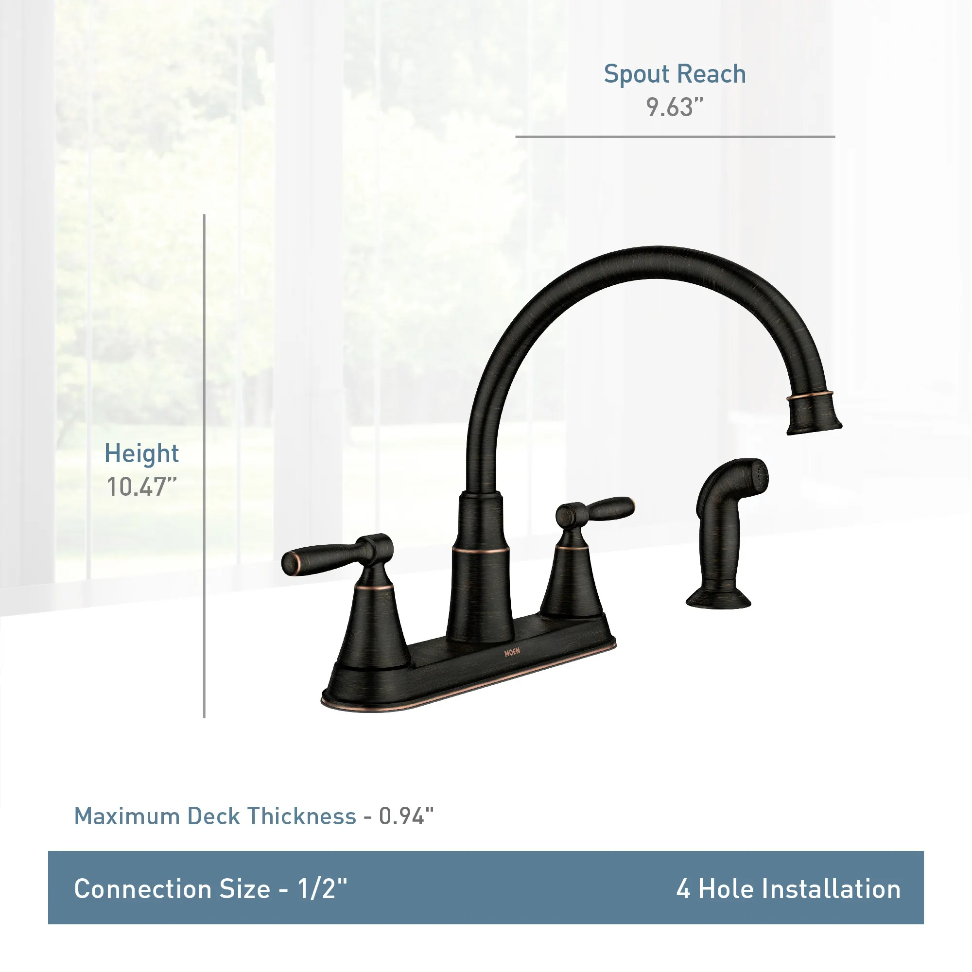 Hutchinson Two-Handle High Arc Kitchen Faucet - Image 13
