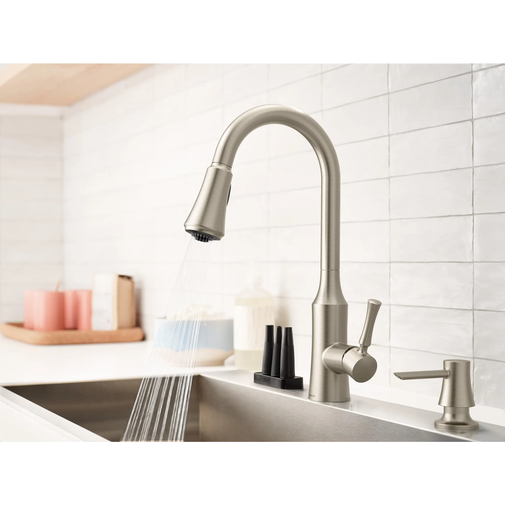 Venango Chrome One-Handle High Arc Pulldown Kitchen Faucet - Image 19