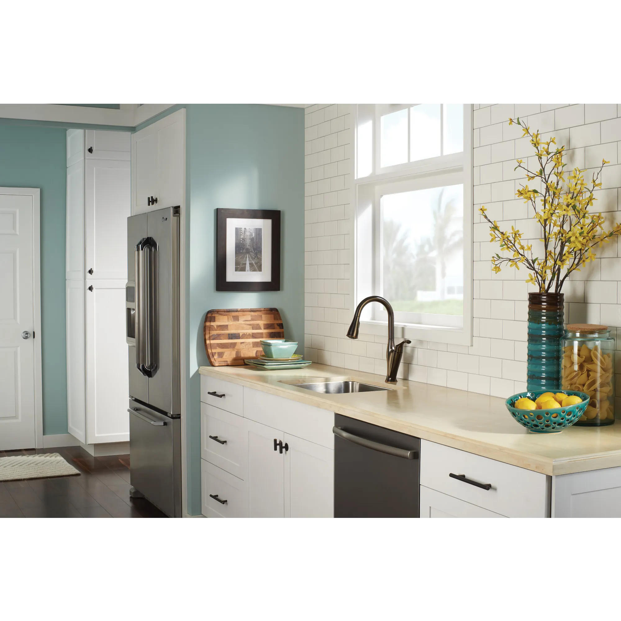 Benton Mediterranean Bronze One-Handle High Arc Pulldown Kitchen Faucet - Image 2
