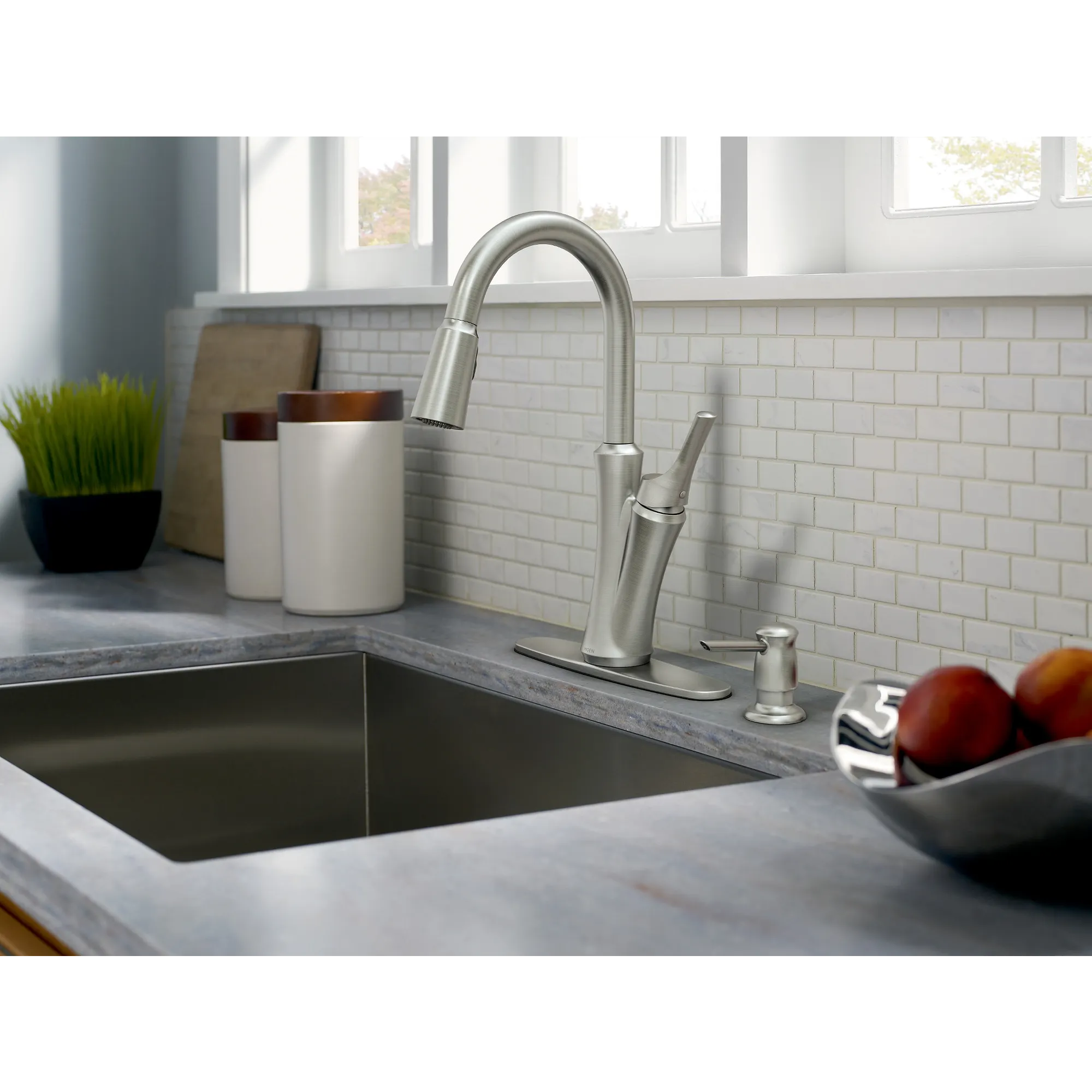 Benson Spot Resist Stainless One-Handle High Arc Pulldown Kitchen Faucet