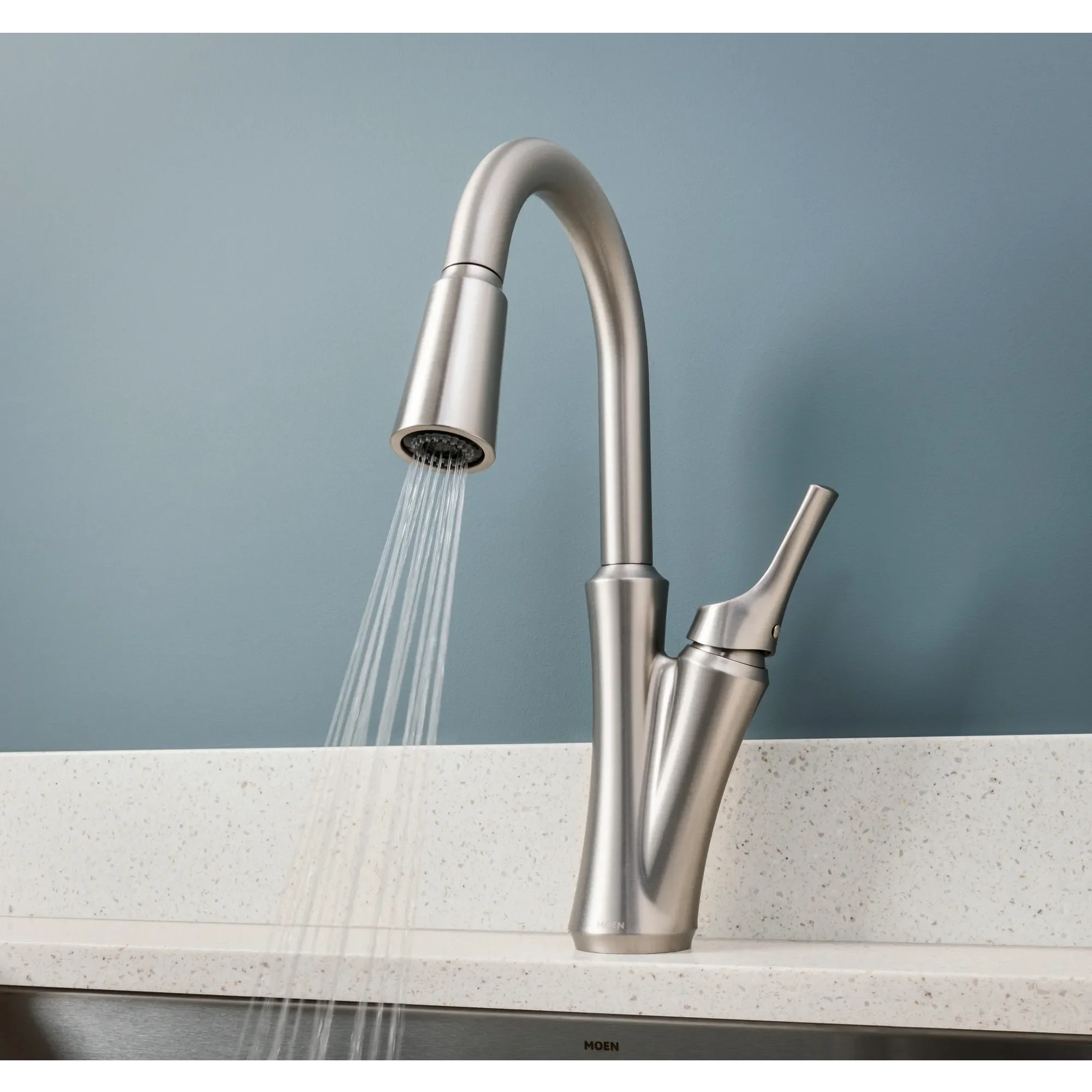 Benson Spot Resist Stainless One-Handle High Arc Pulldown Kitchen Faucet - Image 5