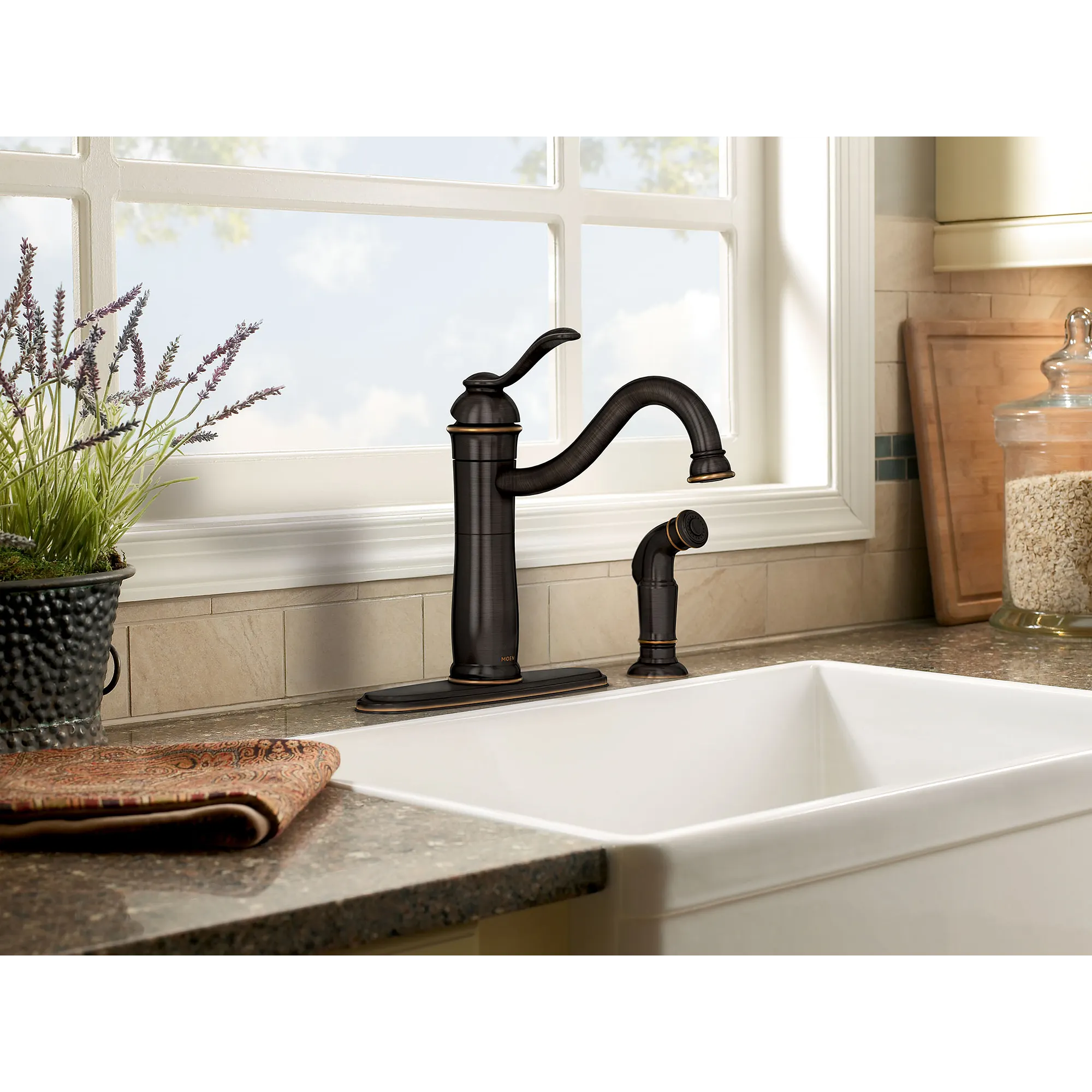 Walden Mediterranean Bronze (MB) One-Handle High Arc Kitchen Faucet