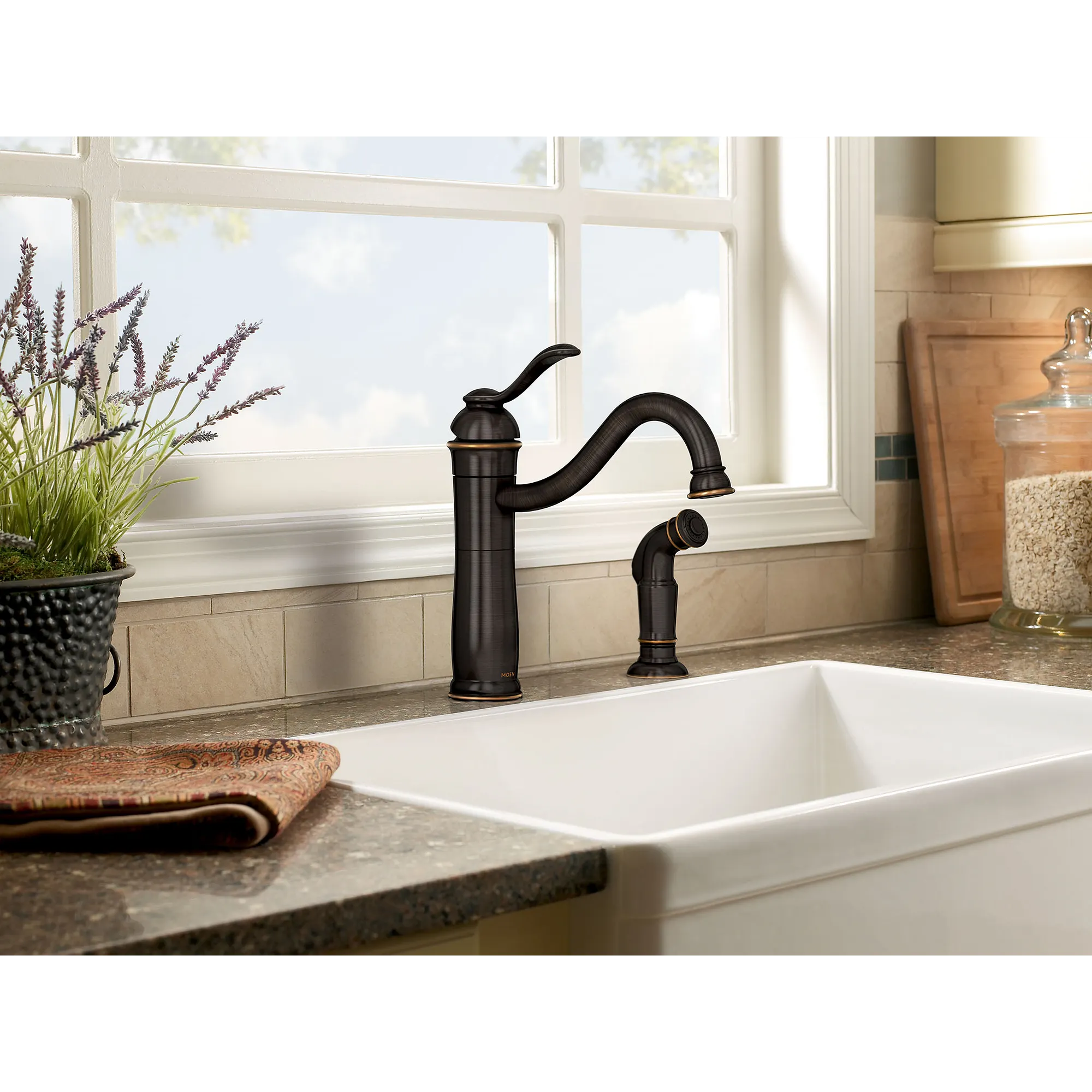 Walden Mediterranean Bronze (MB) One-Handle High Arc Kitchen Faucet - Image 2