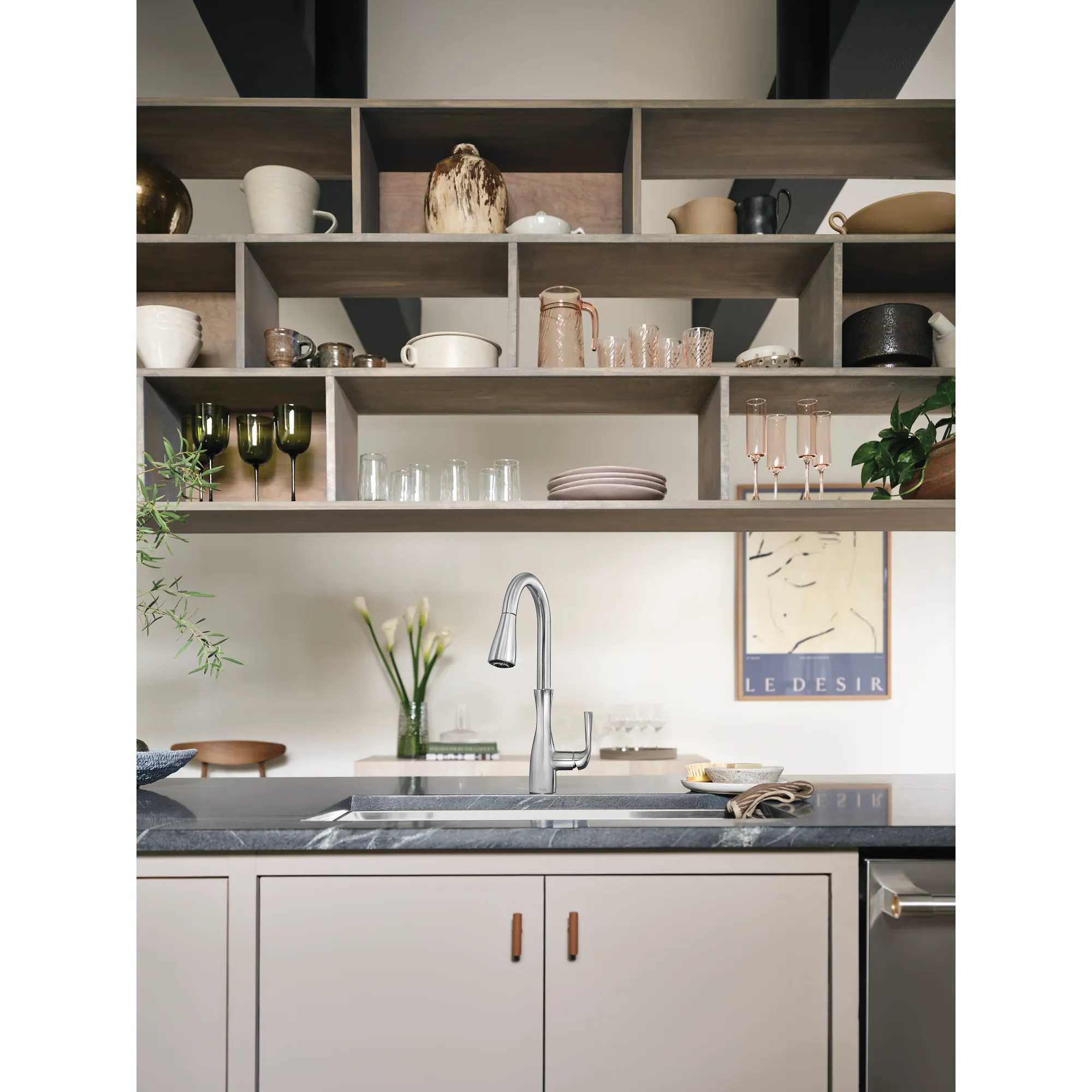Arlia Chrome one-handle high arc pulldown kitchen faucet - Image 11