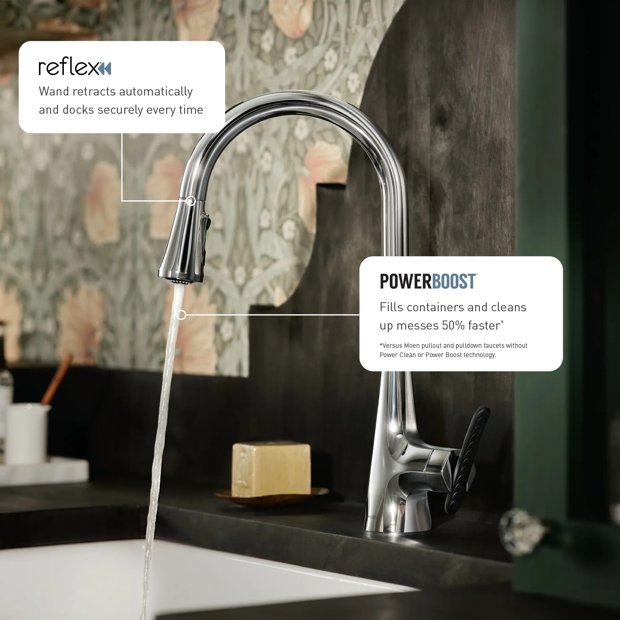 Arlia Chrome one-handle high arc pulldown kitchen faucet - Image 13