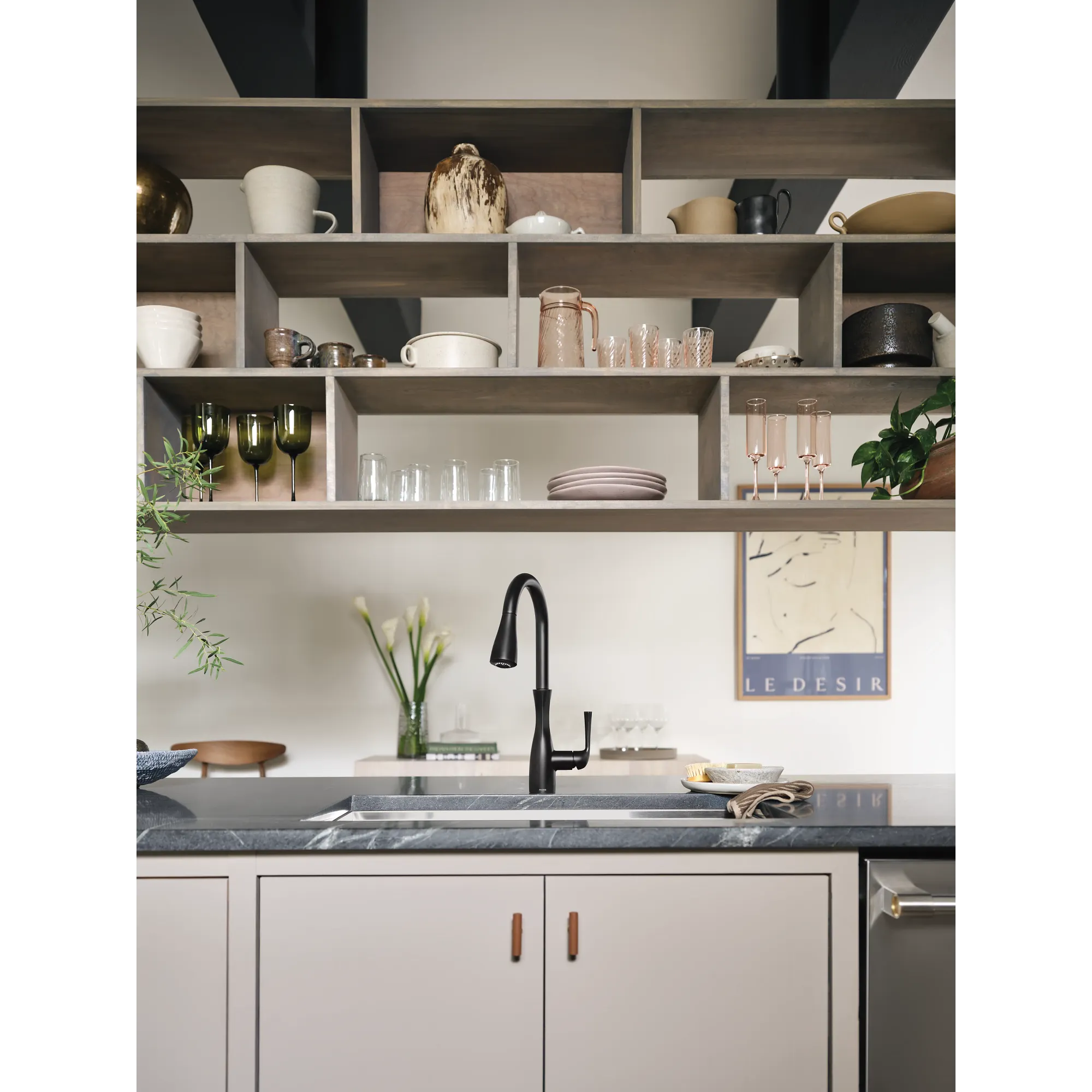 Arlia Chrome one-handle high arc pulldown kitchen faucet - Image 25