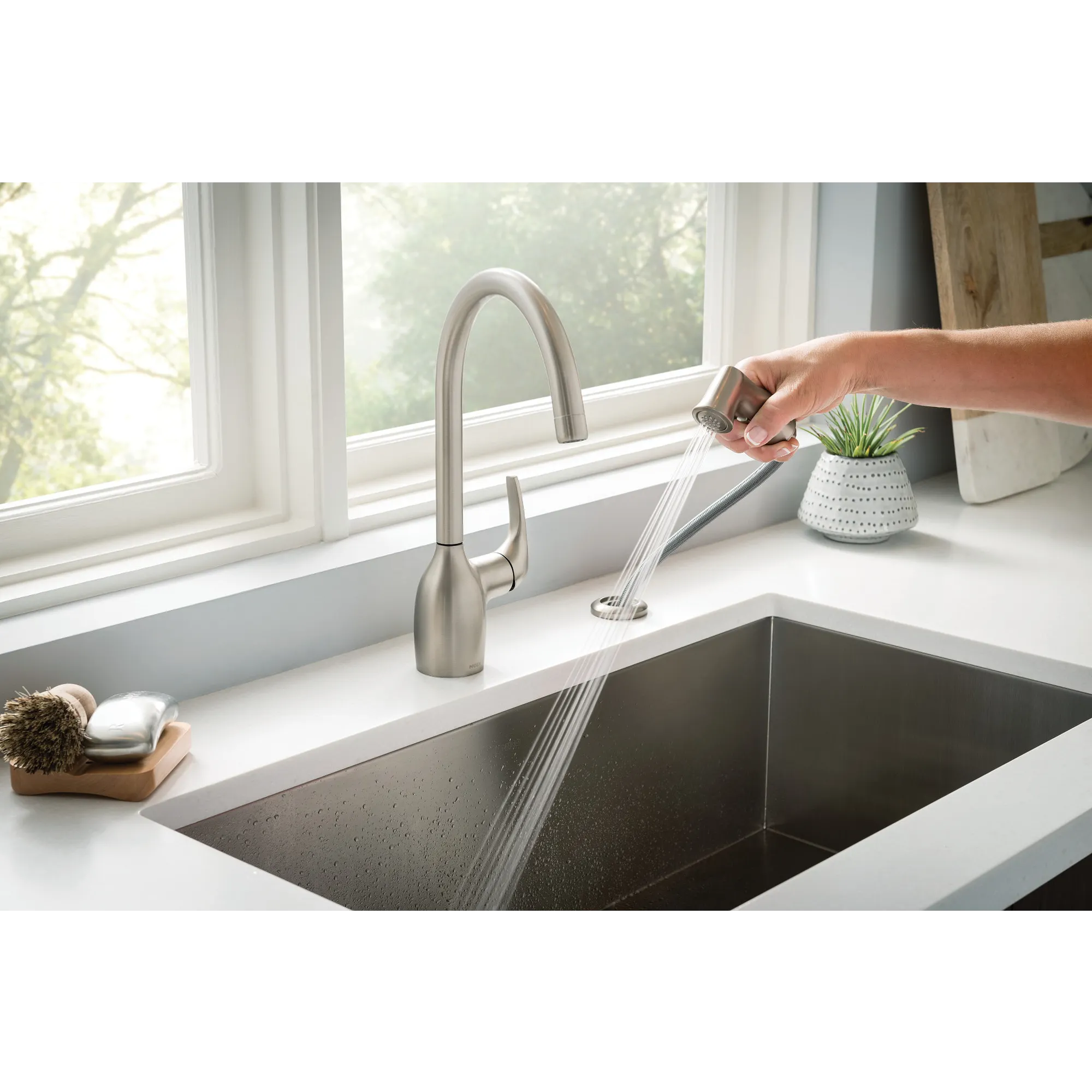 Essie Spot resist stainless One-Handle High Arc Kitchen Faucet - Image 6