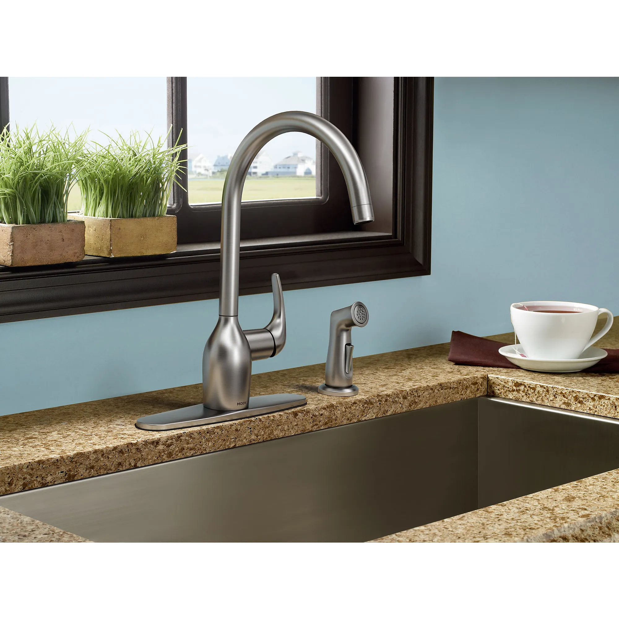 Essie Spot resist stainless One-Handle High Arc Kitchen Faucet - Image 9