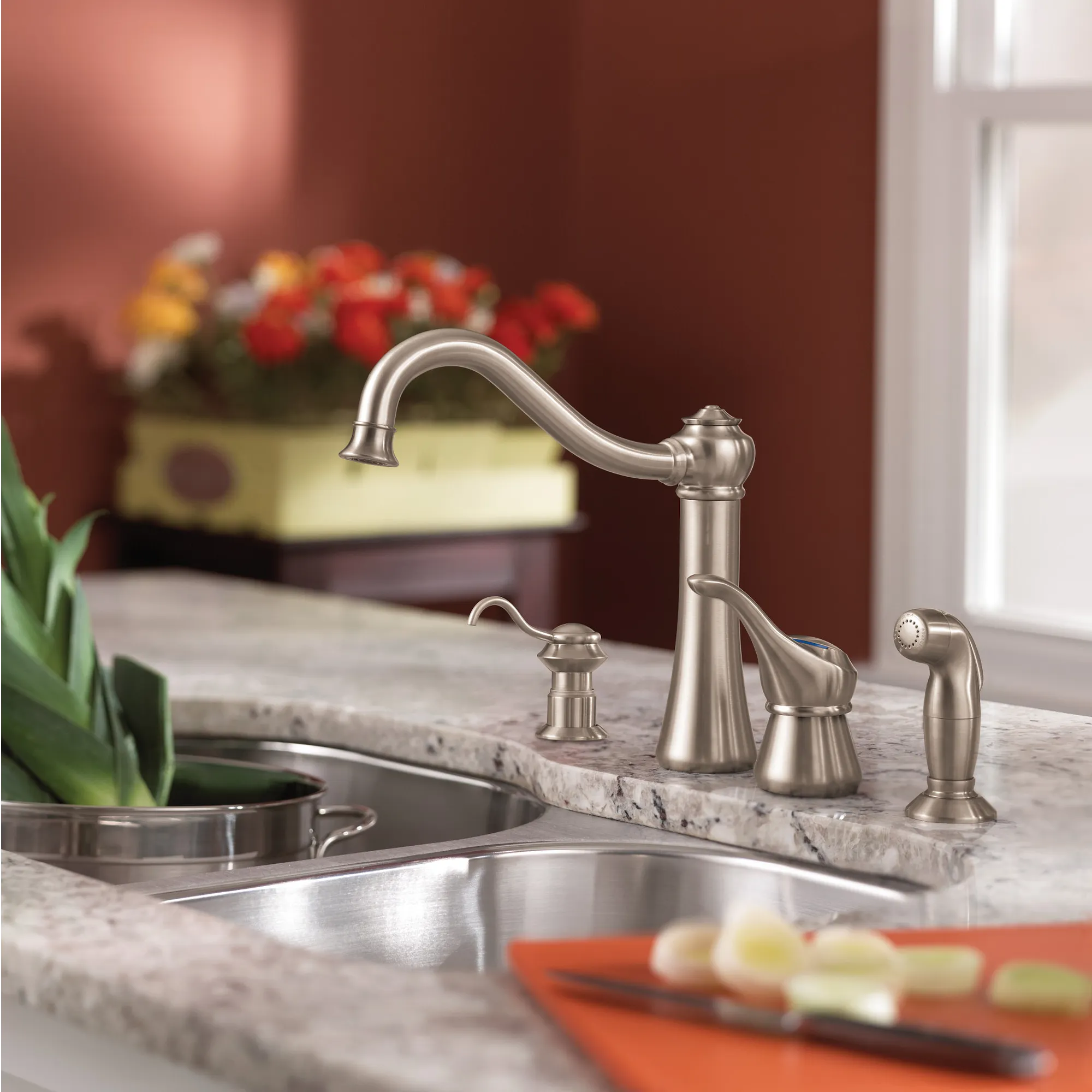 Corrine Chrome one-handle high arc kitchen faucet - Image 2