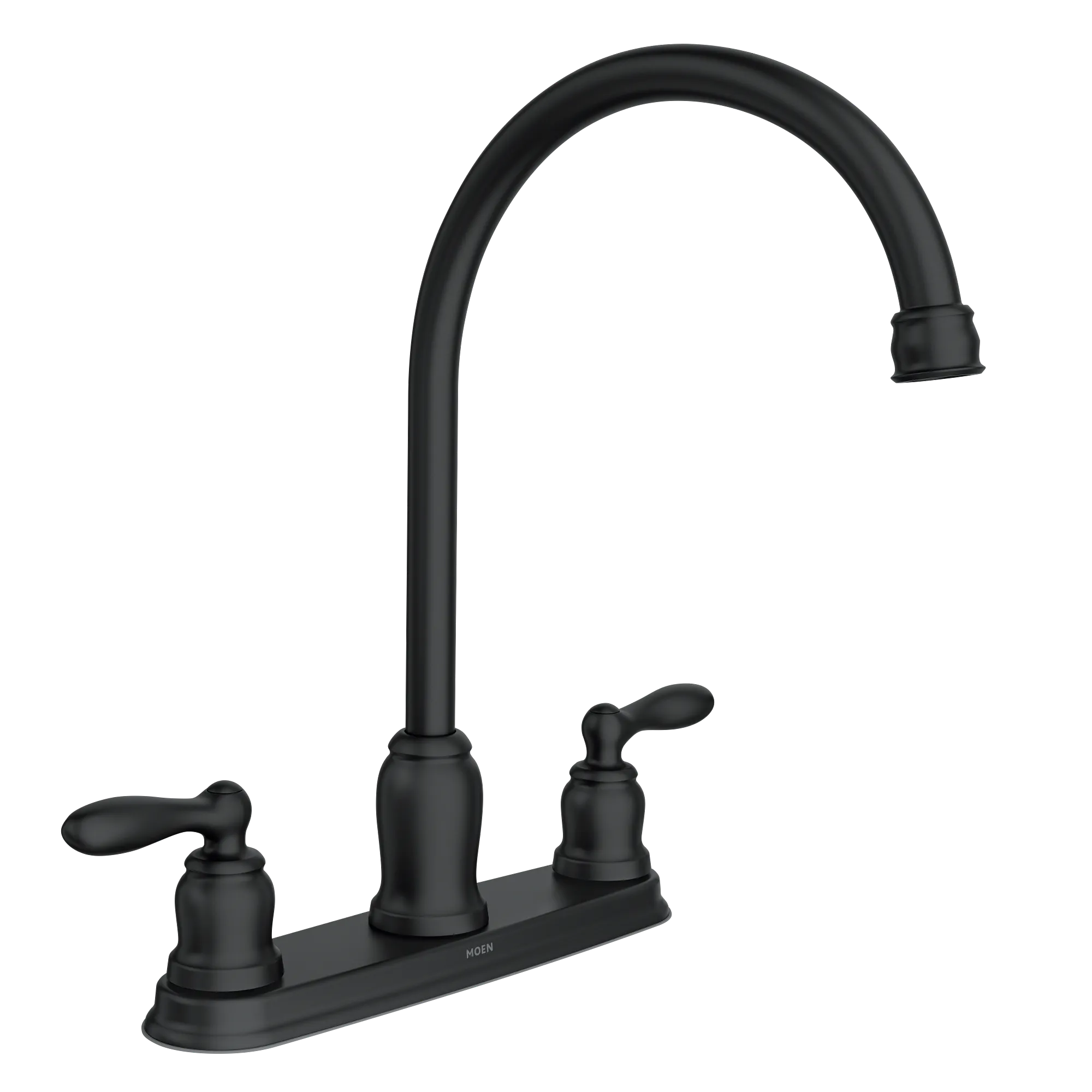 Caldwell Matte black two-handle high arc kitchen faucet