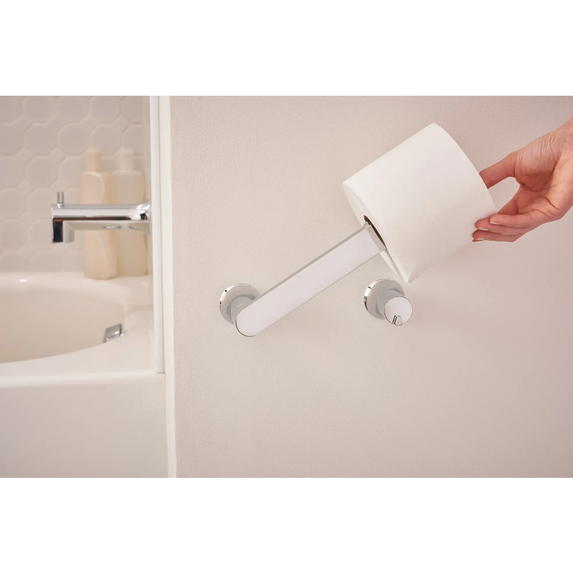 Genta LX Chrome Pivoting Toilet Paper Holder - Image 2