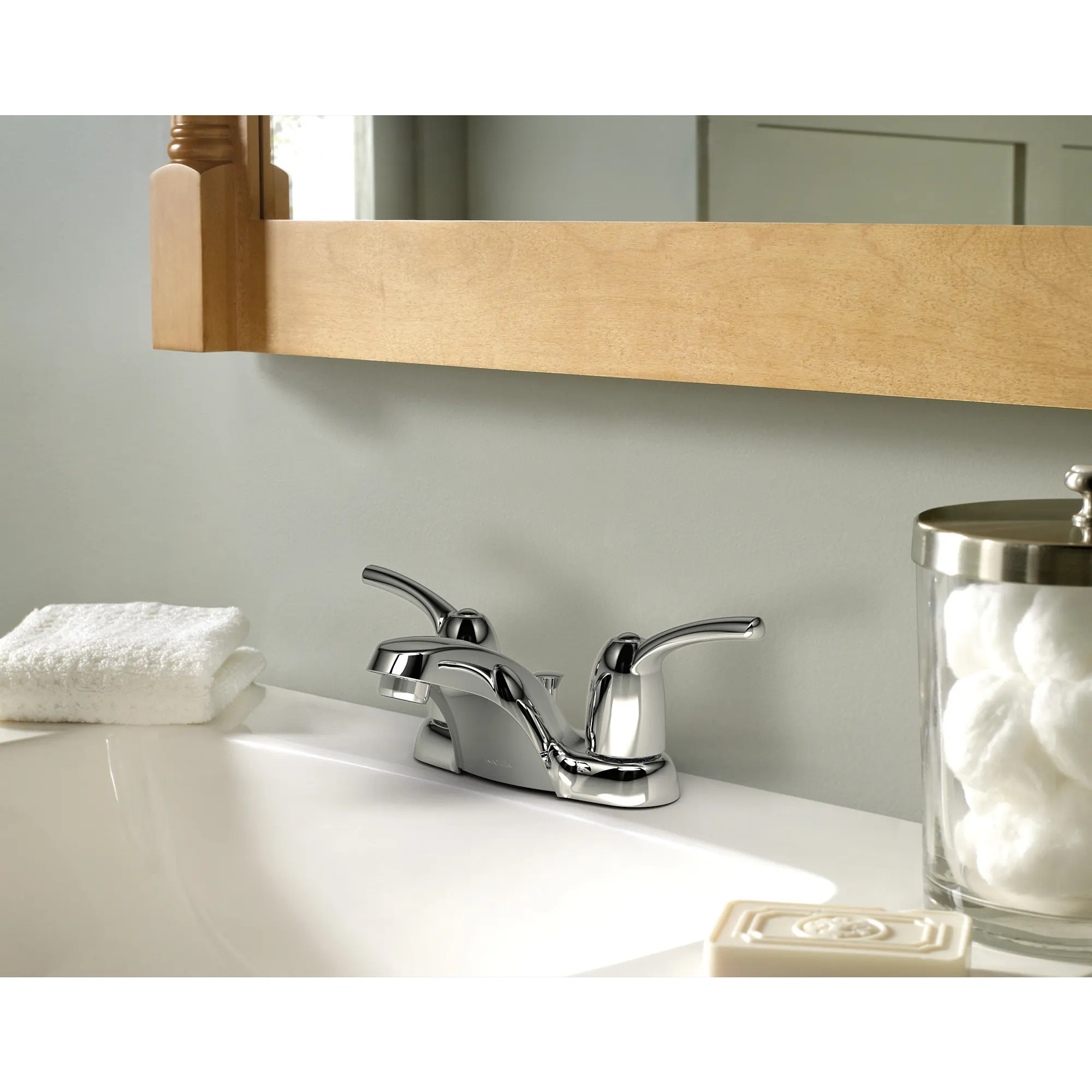 Adler Chrome two-handle low arc bathroom faucet