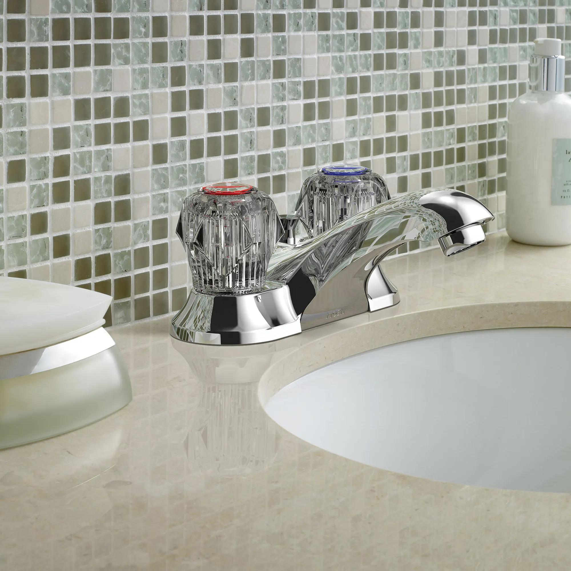 Adler Chrome two-handle low arc bathroom faucet