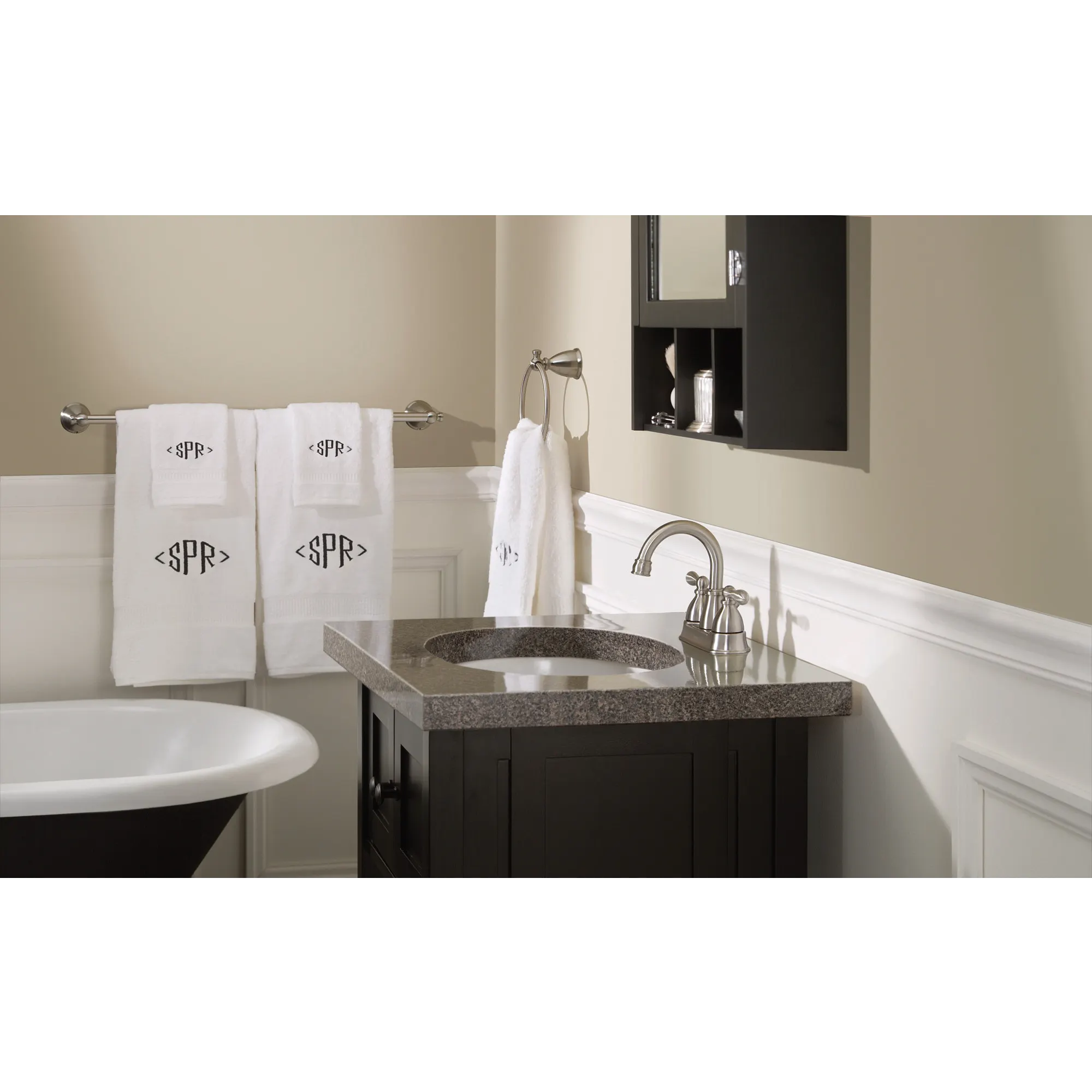 Caldwell Classic brushed nickel two-handle low arc bathroom faucet - Image 9