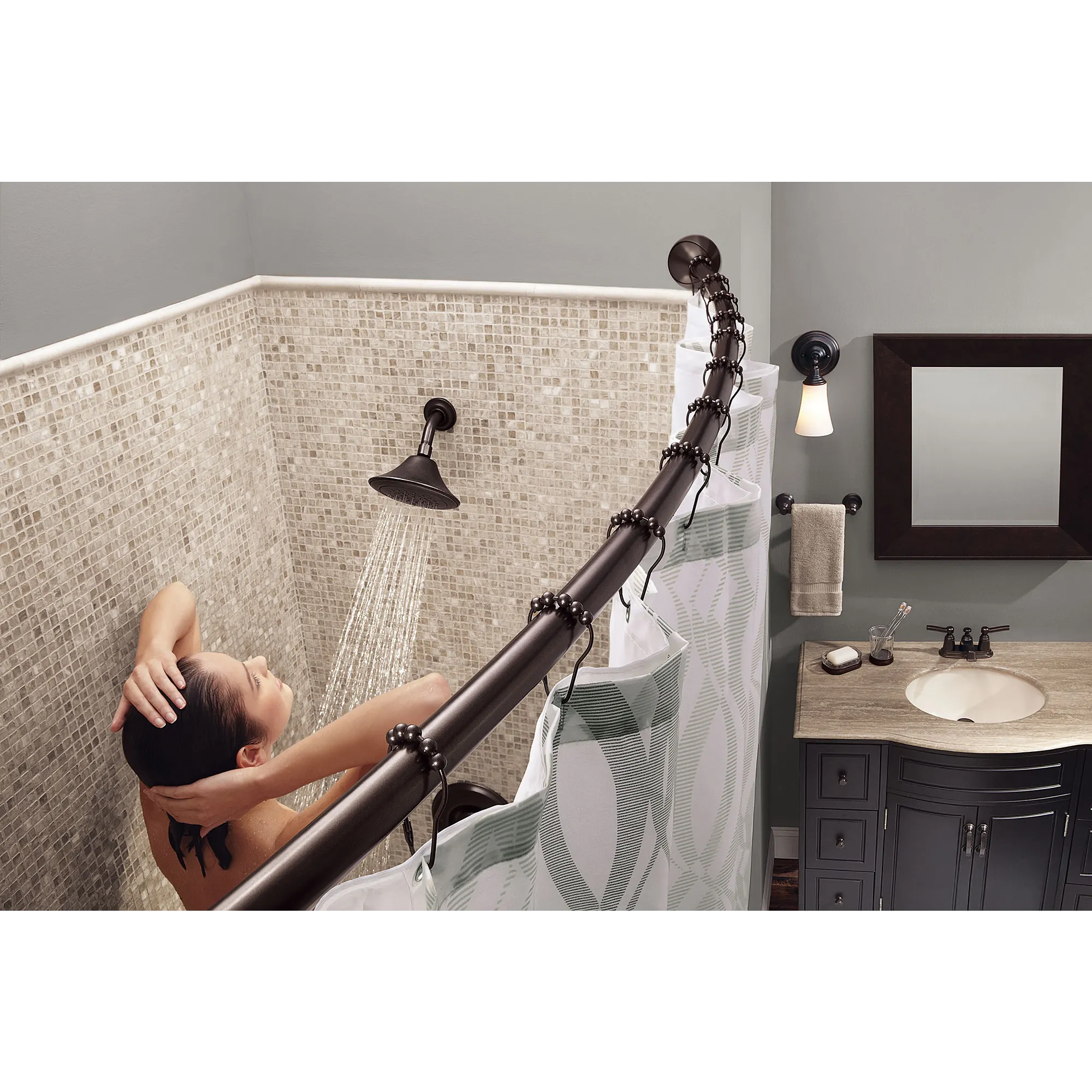 Curved Shower Rods Chrome Tension Curved Shower Rod - Image 17