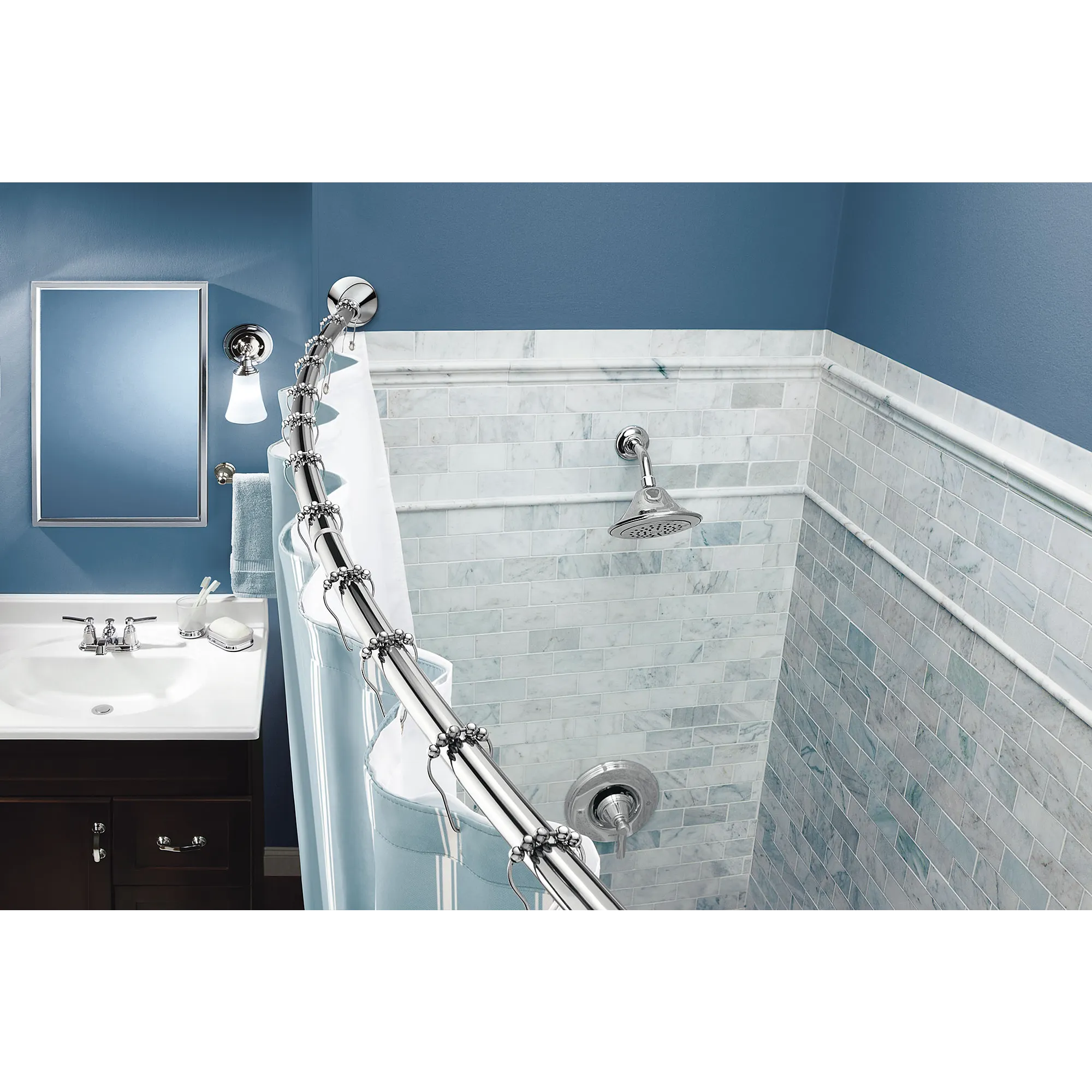 Curved Shower Rods Chrome Tension Curved Shower Rod - Image 2