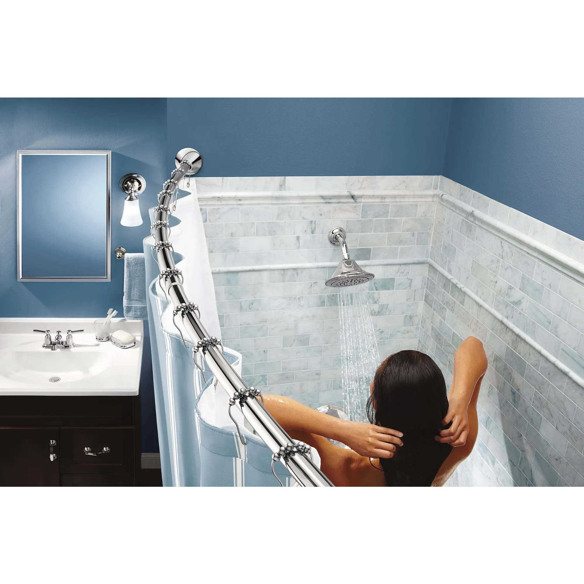 Curved Shower Rods Chrome Tension Curved Shower Rod - Image 3