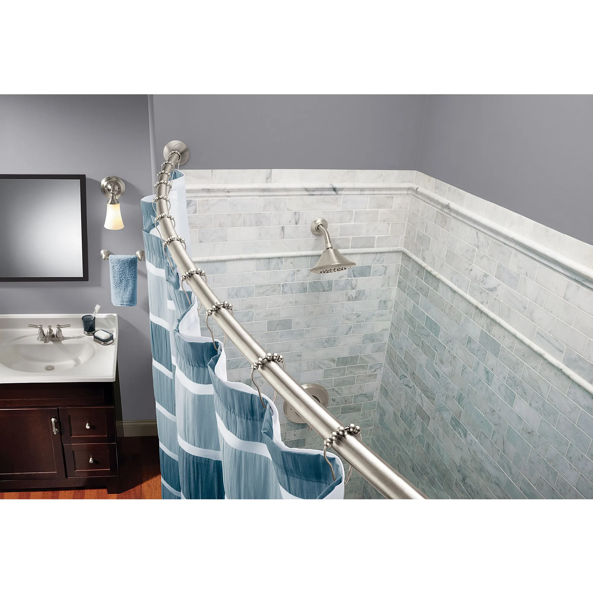 Curved Shower Rods Chrome Tension Curved Shower Rod - Image 9