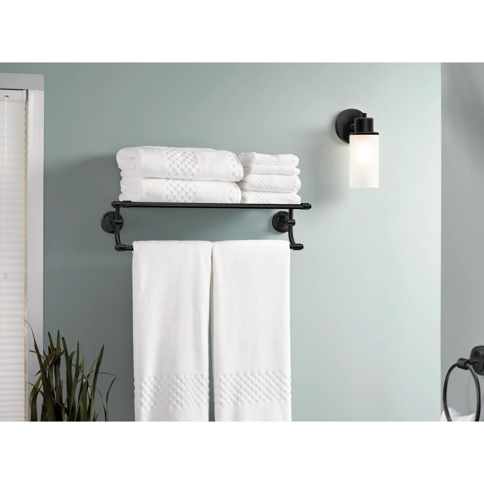 Iso Bathroom Shelf with Towel Bar - Image 12