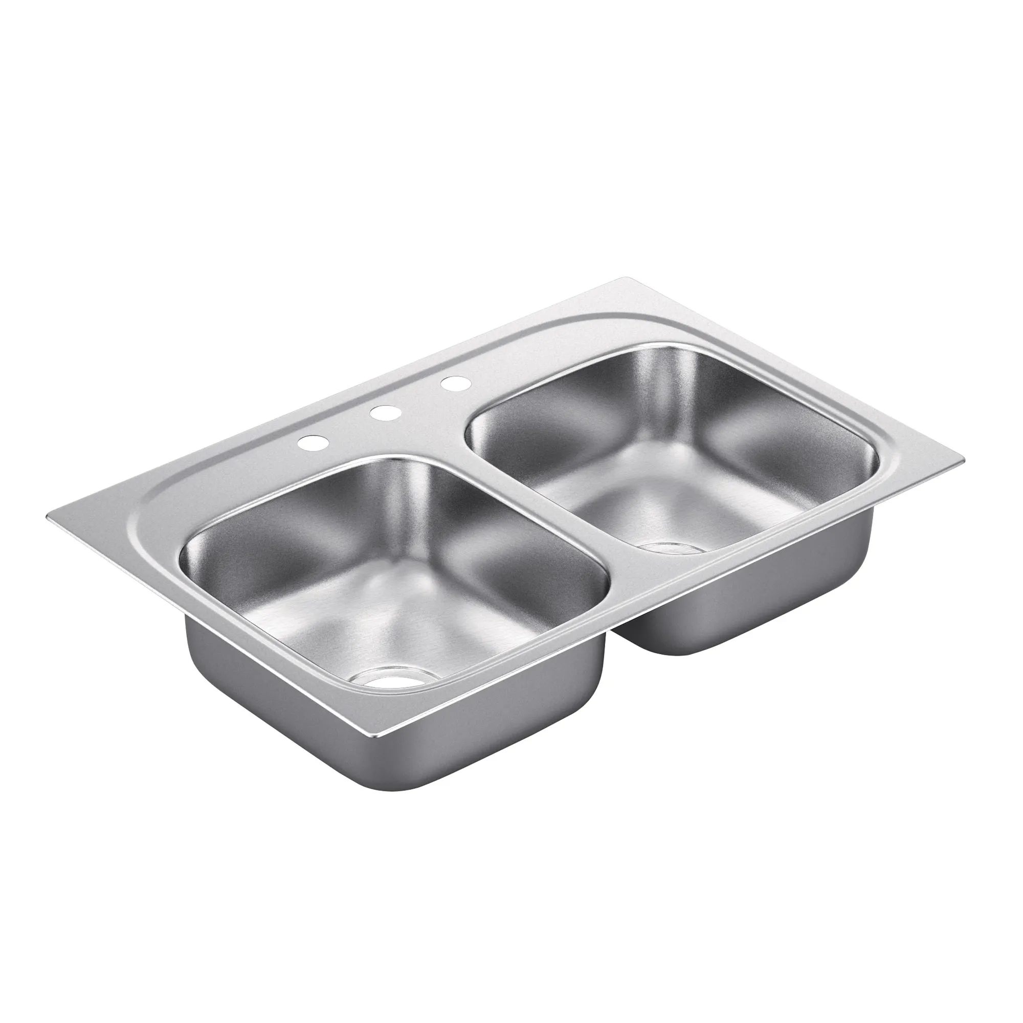 DISCONTINUED 2200 Series 33"x22" stainless steel 22 gauge double bowl drop in sink - Image 2