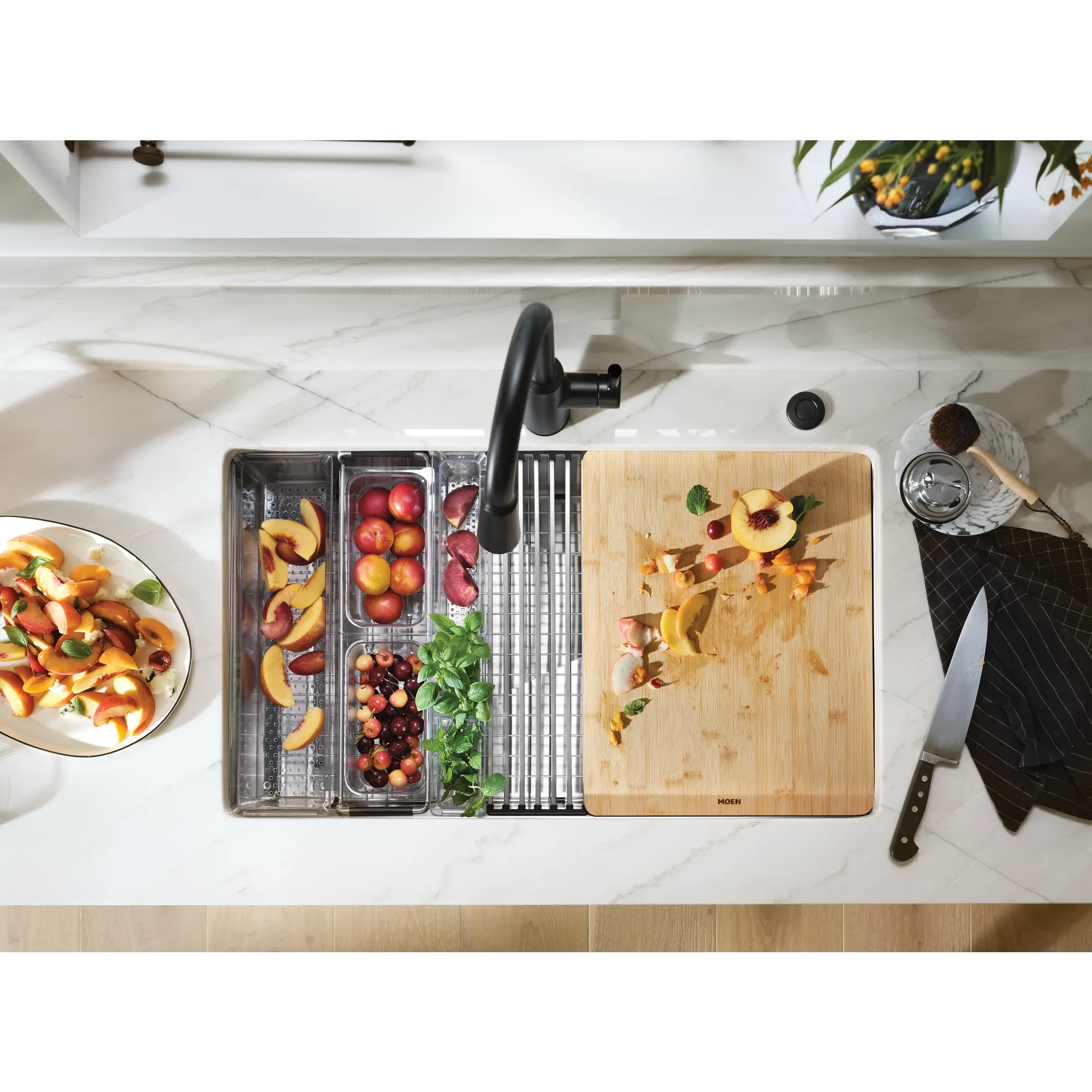 Luxe Chef™ 33” Workstation System Stainless Steel Dual Mount Single Bowl Sink - Image 7