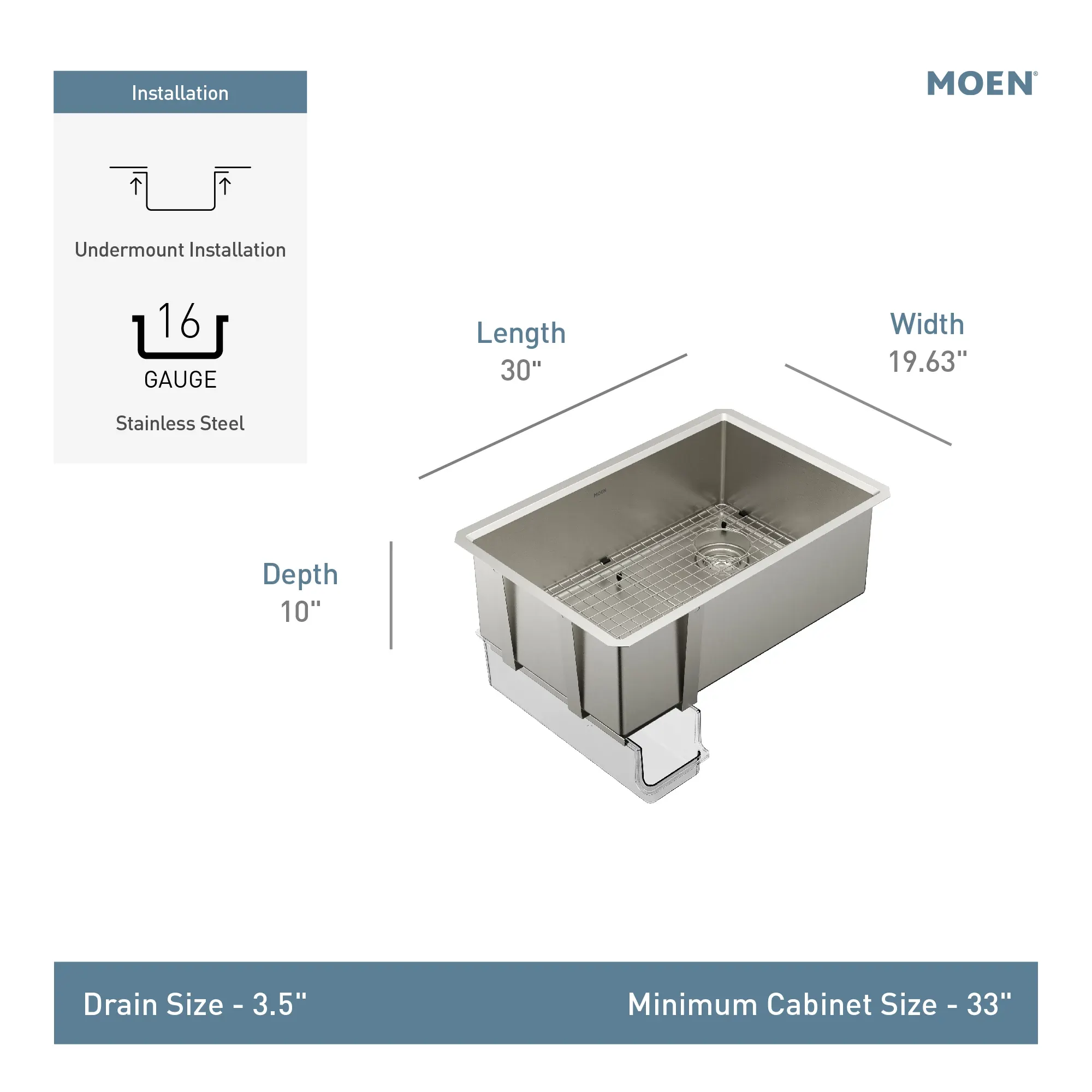 Luxe Chef⢠30â Workstation System Stainless Steel Undermount Single Bowl Sink - Image 7