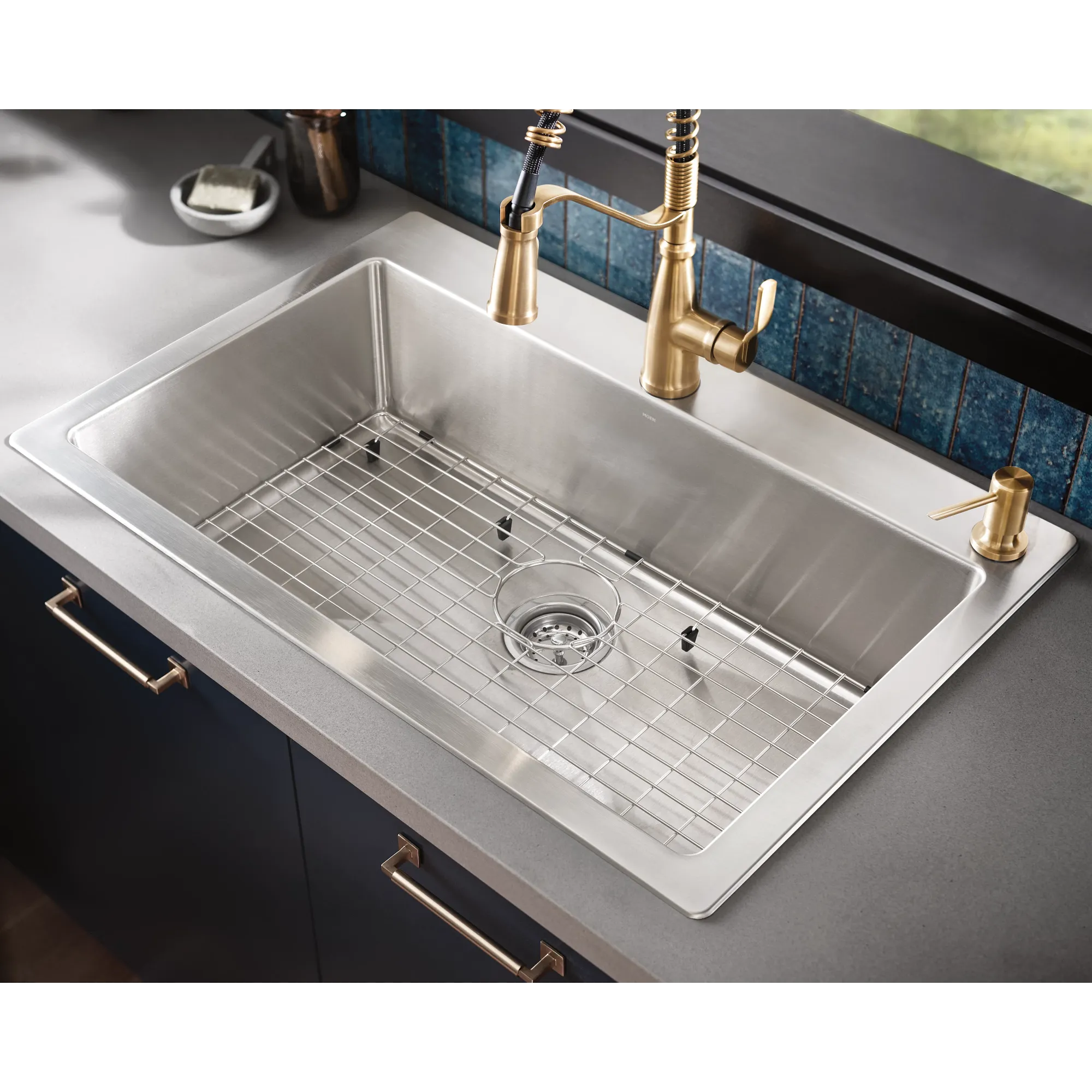 1800 Series 33"x22" stainless steel 18 gauge single bowl dual mount sink