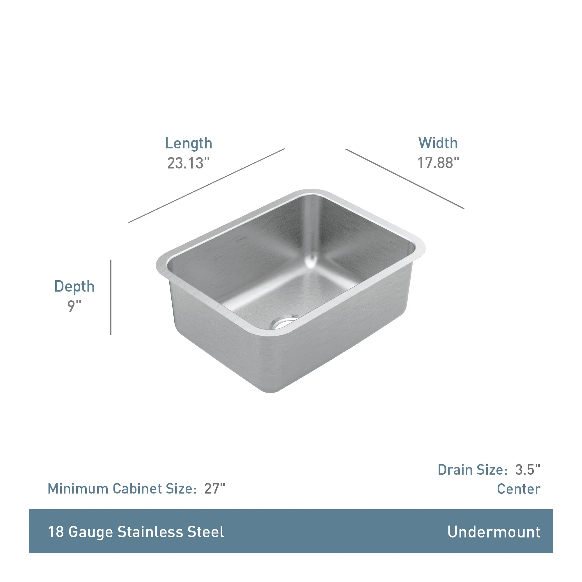 Prep 23" Stainless Steel  Undermount Single Bowl Sink - Image 4