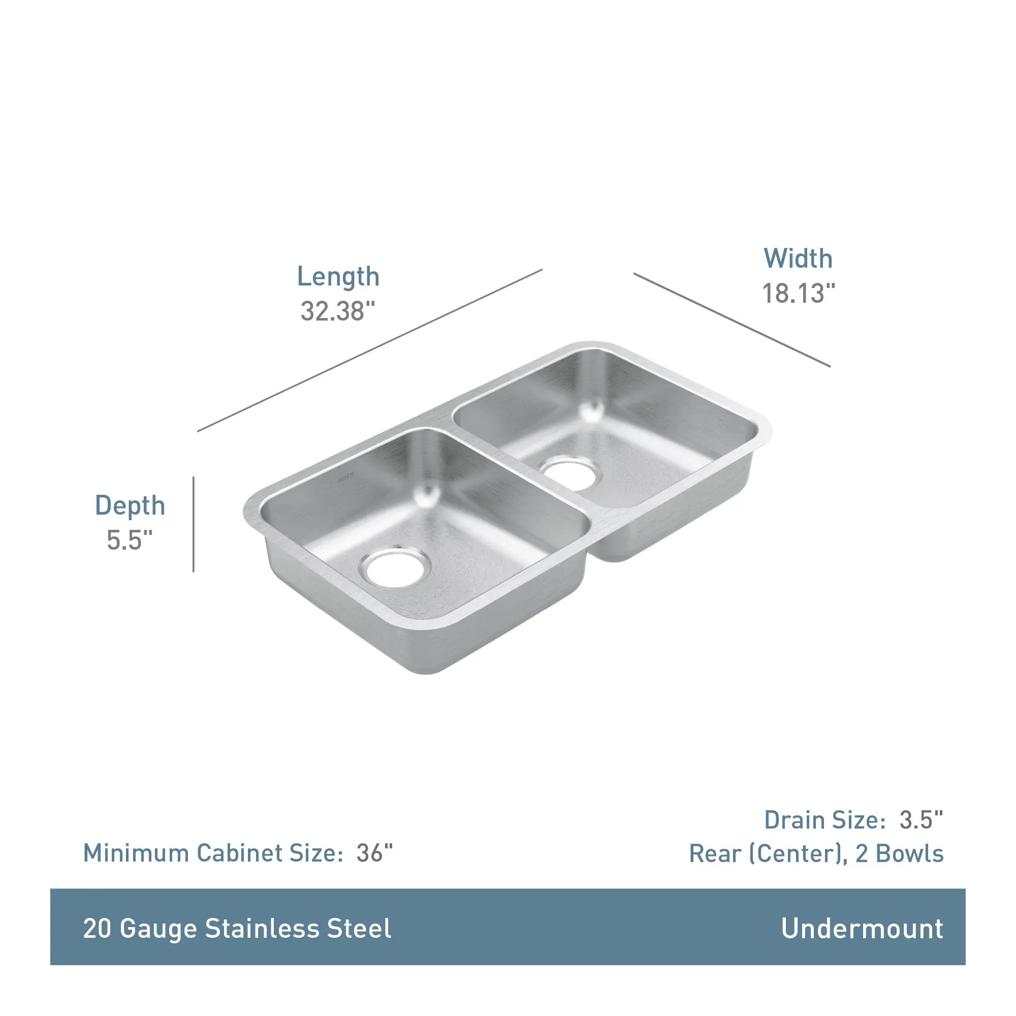 Prep 32" Stainless Steel Undermount Double Bowl Sink - Image 4