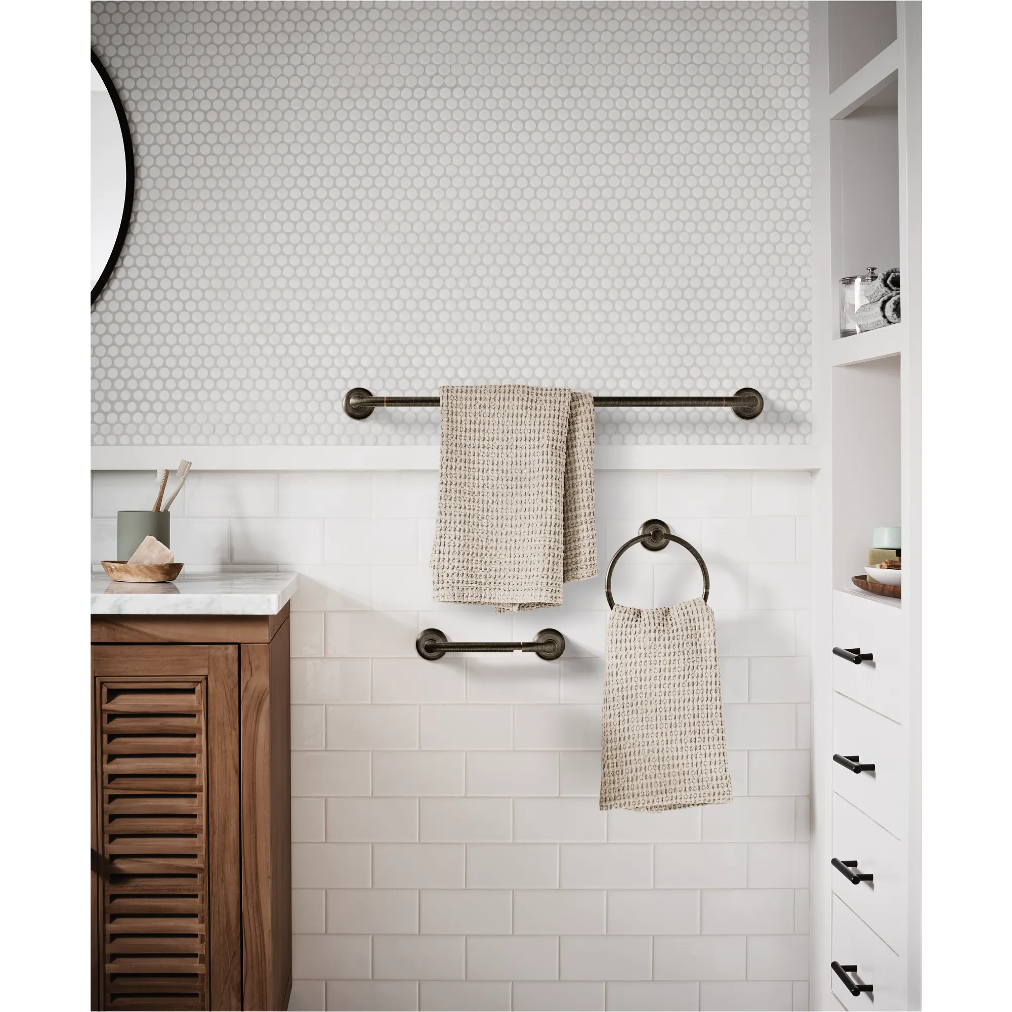Hilliard Chrome pivoting paper holder towel bar towel ring - Image 11