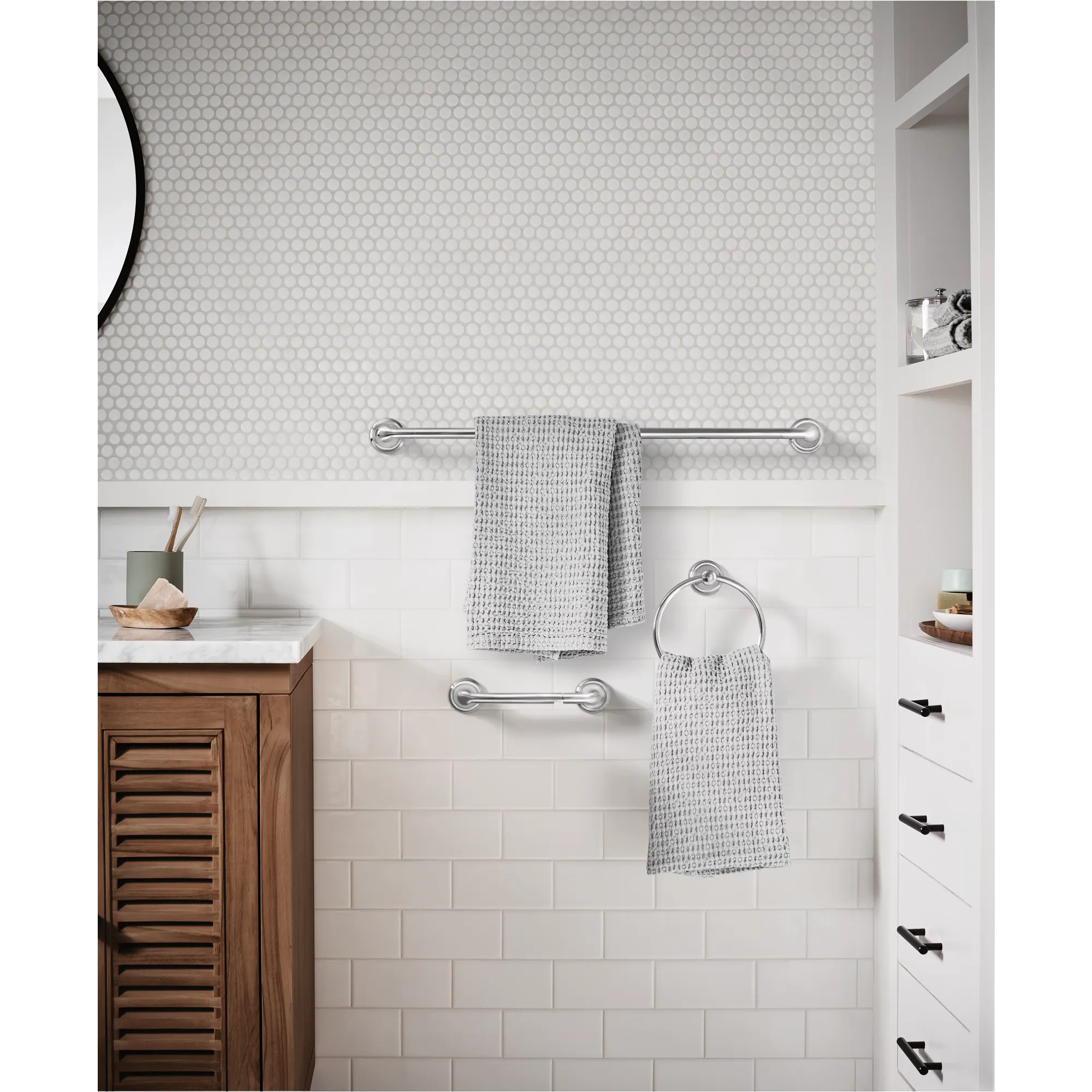 Hilliard Chrome pivoting paper holder towel bar towel ring - Image 2