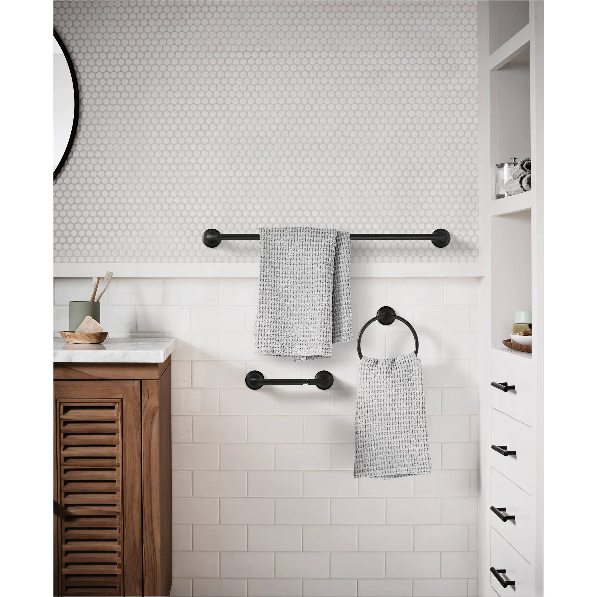 Hilliard Chrome pivoting paper holder towel bar towel ring - Image 5