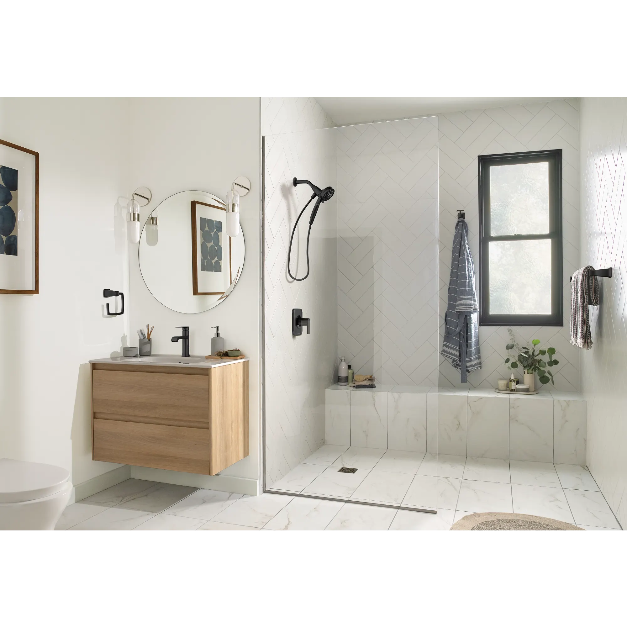 Hensley Matte Black 3 PC Kit: Pivoting Paper Holder, Towel Bar & Towel Ring - Image 10