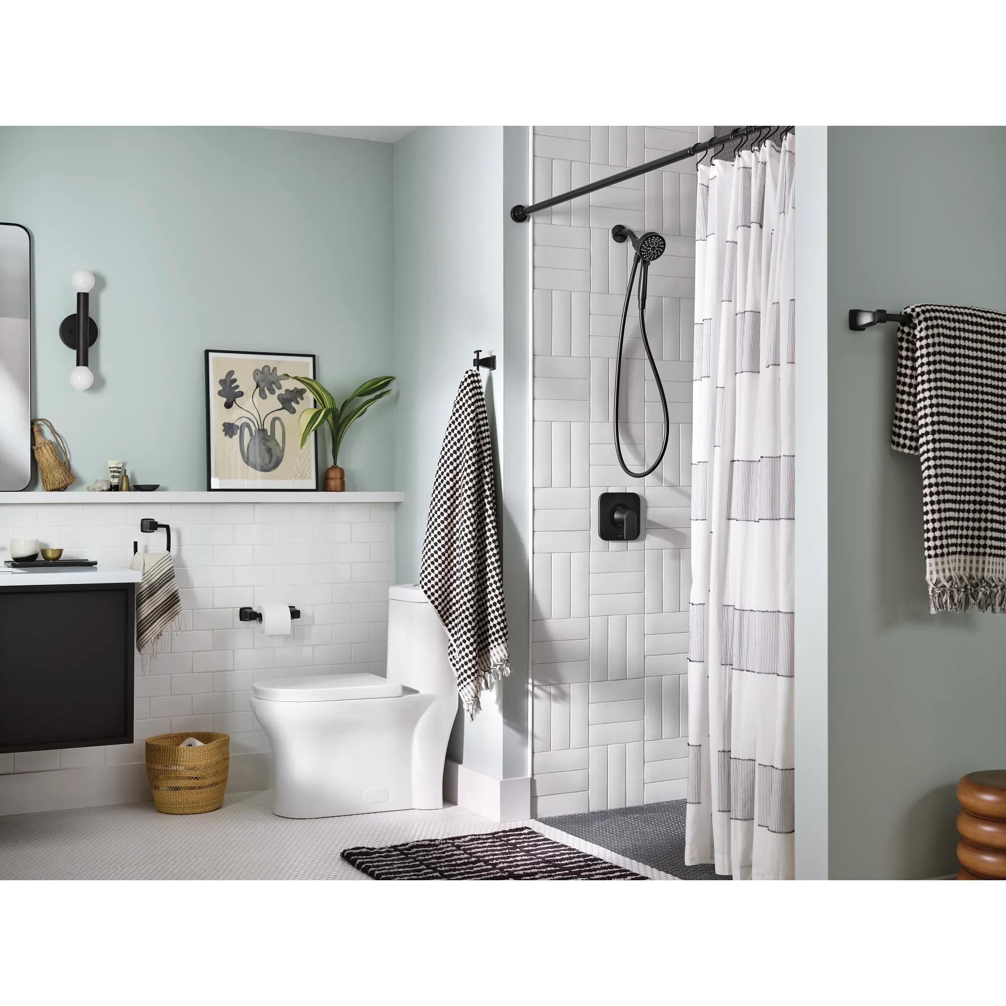 Hensley Matte Black 3 PC Kit: Pivoting Paper Holder, Towel Bar & Towel Ring - Image 5