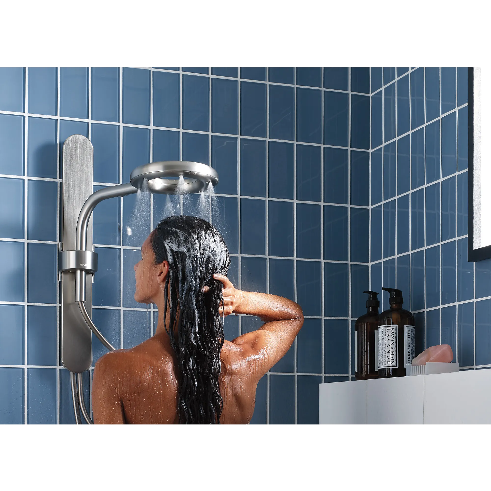 Moen Spa Shower Matte Black Two-Function 7.9" Diameter Spray Head Standard With Handshower - Image 25