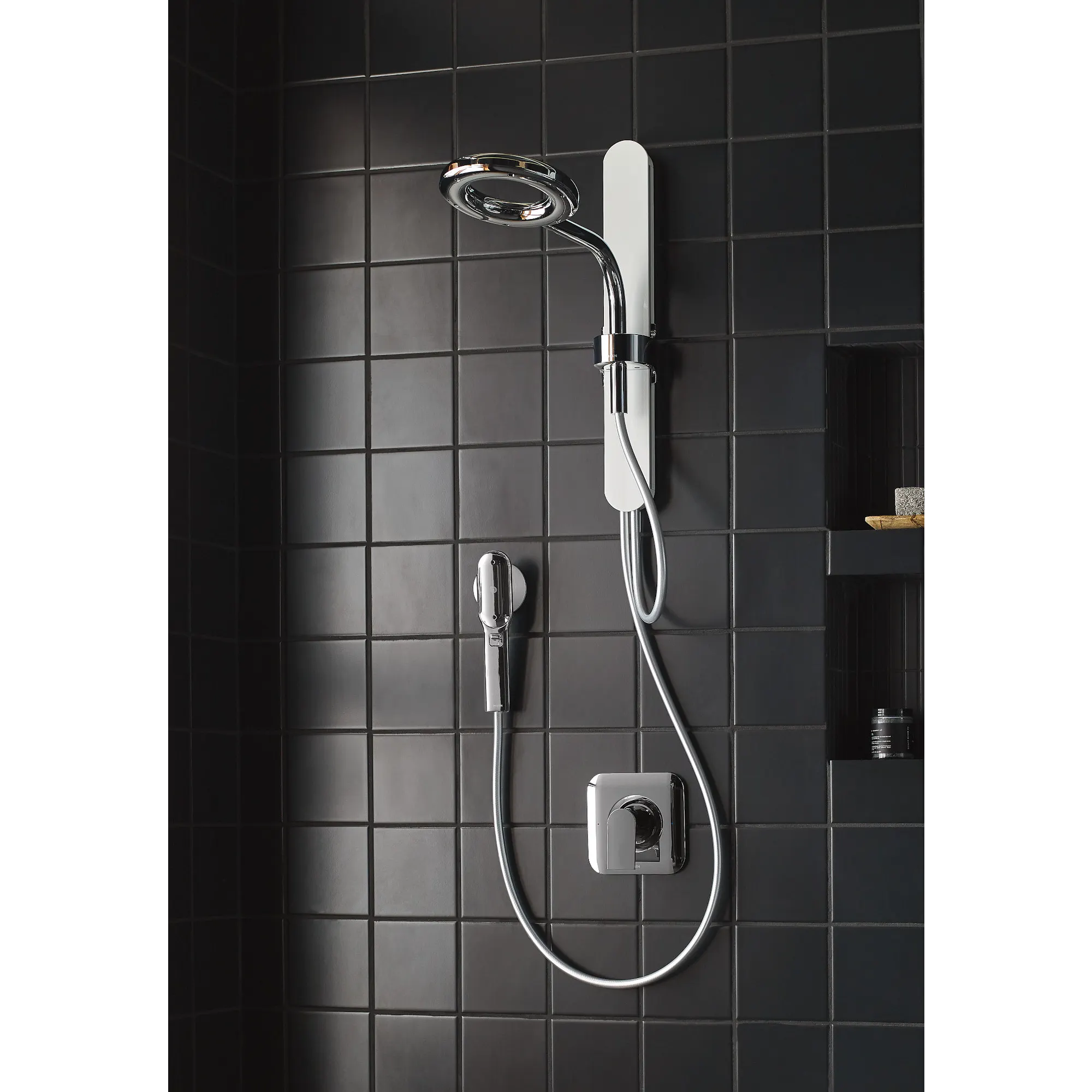 Moen Spa Shower Matte black two-function 7.9" diameter spray head standard with handshower - Image 2