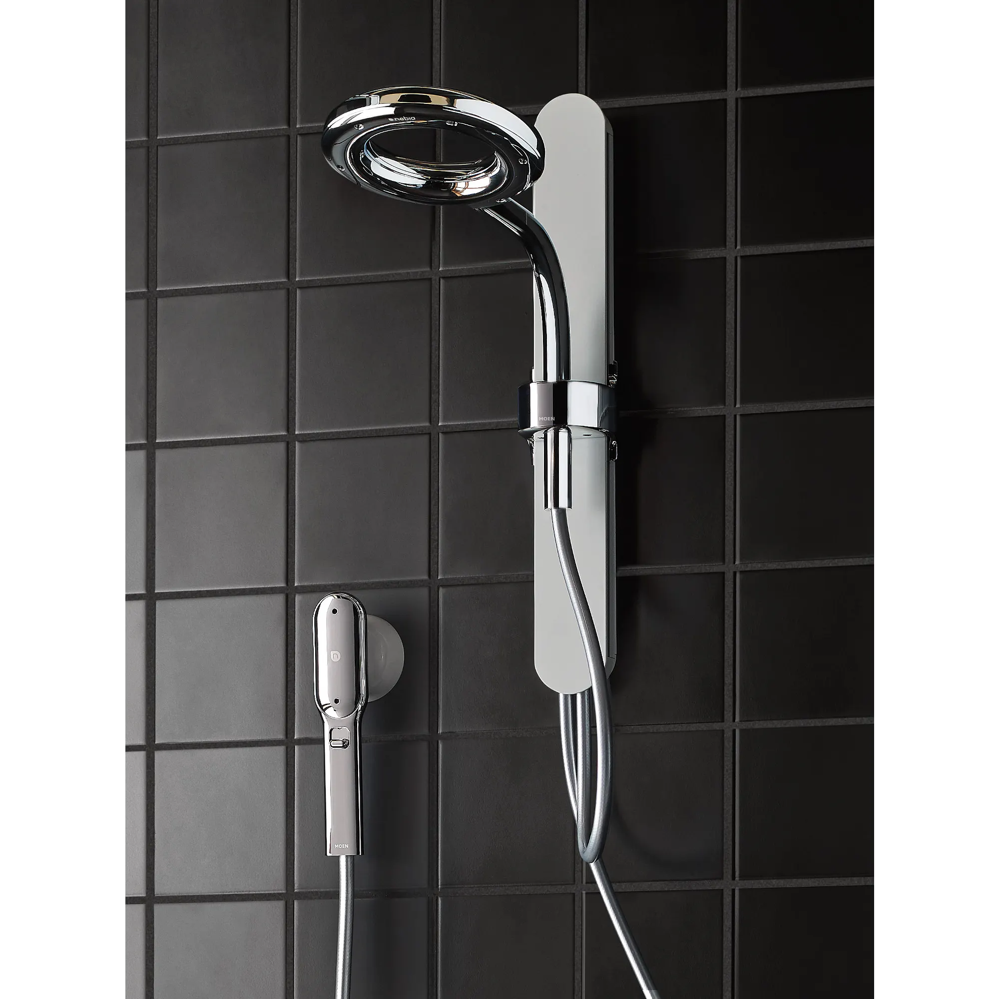 Moen Spa Shower Matte black two-function 7.9" diameter spray head standard with handshower - Image 3