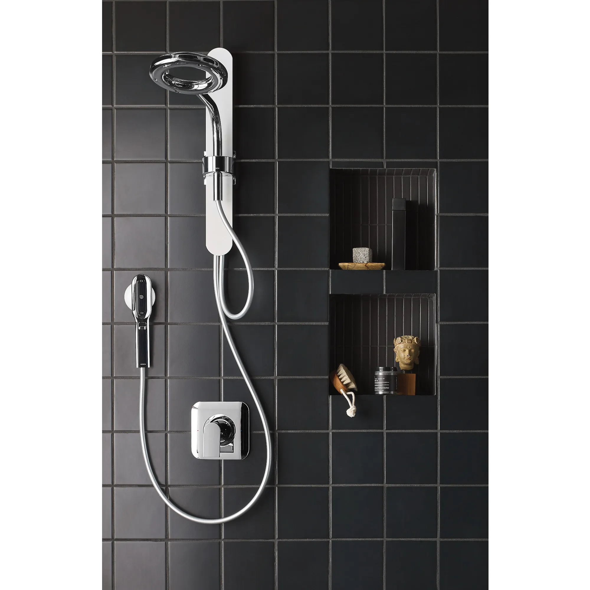 Moen Spa Shower Matte black two-function 7.9" diameter spray head standard with handshower - Image 4