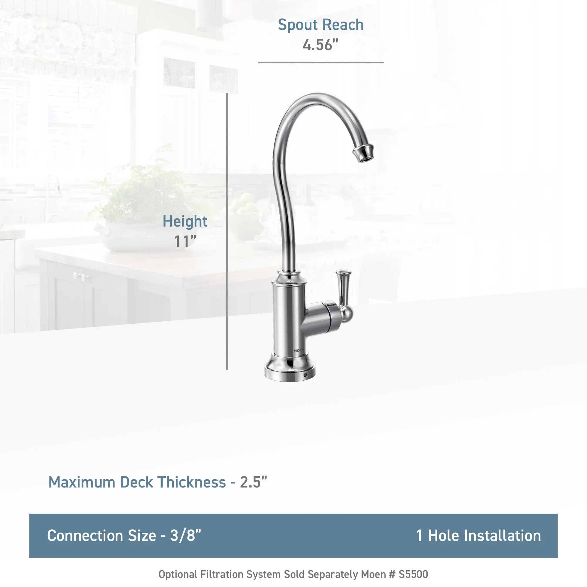 Sip Traditional Chrome One-Handle High Arc Beverage Faucet - Image 5
