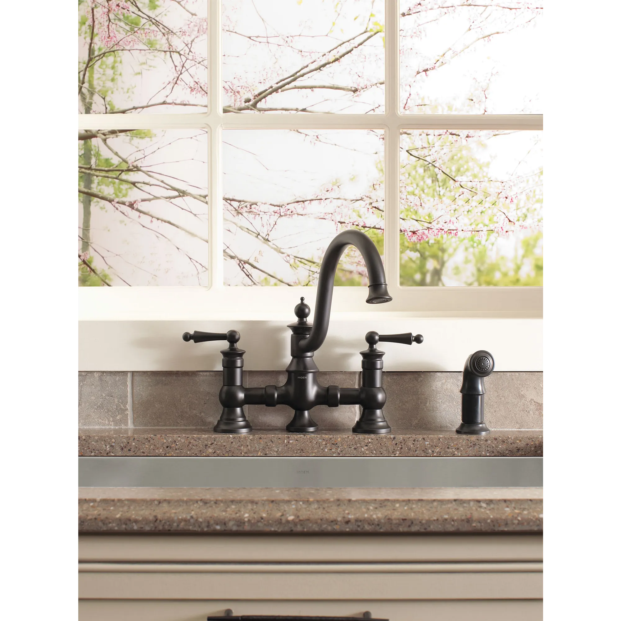 Waterhill Chrome Two-Handle High Arc Kitchen Faucet - Image 6