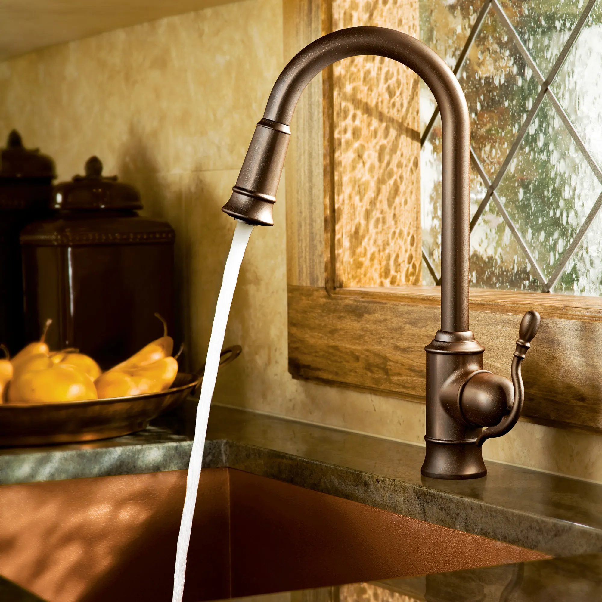 Woodmere Chrome one-handle high arc pulldown kitchen faucet - Image 4