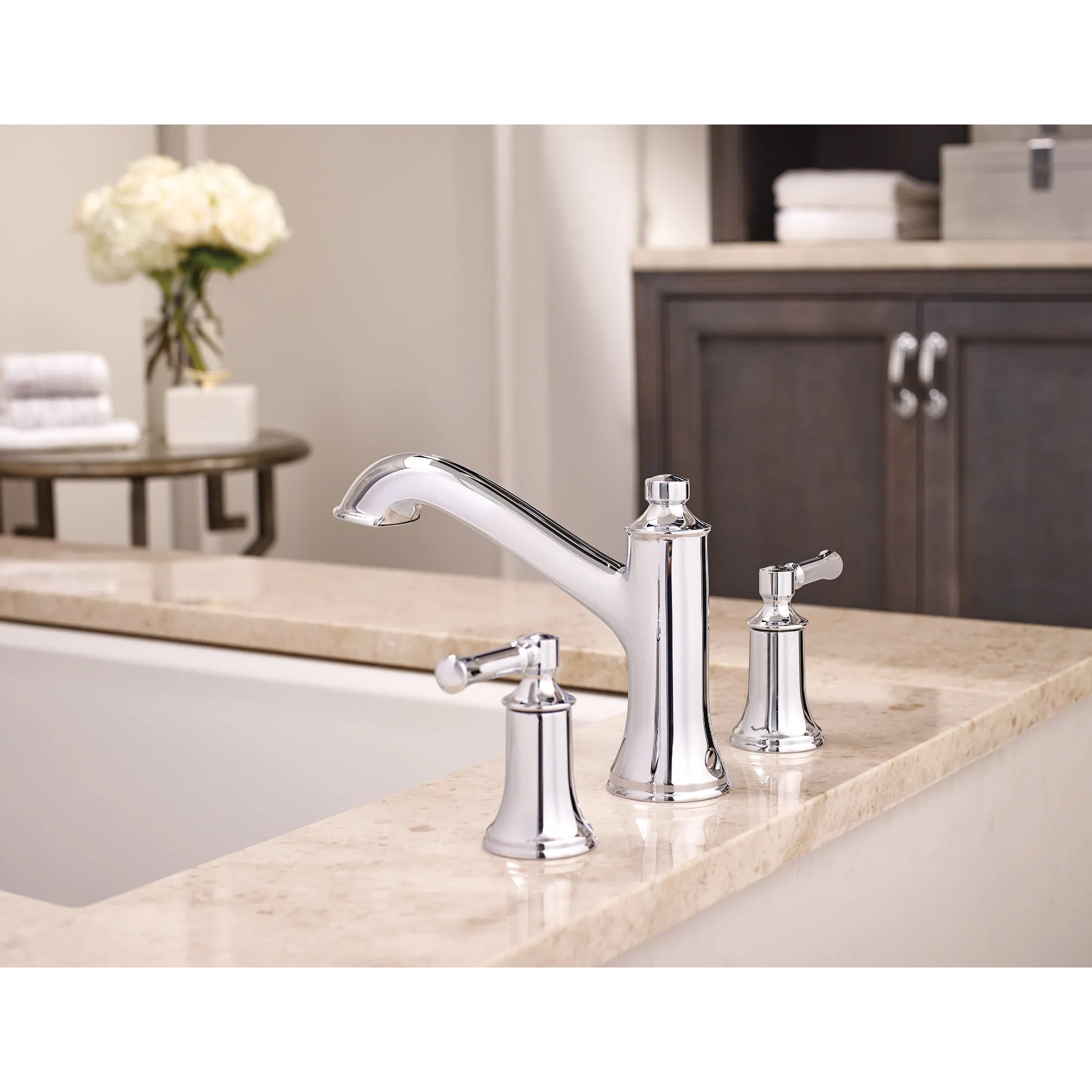 Dartmoor Chrome Two-Handle High Arc Roman Tub Faucet - Image 2