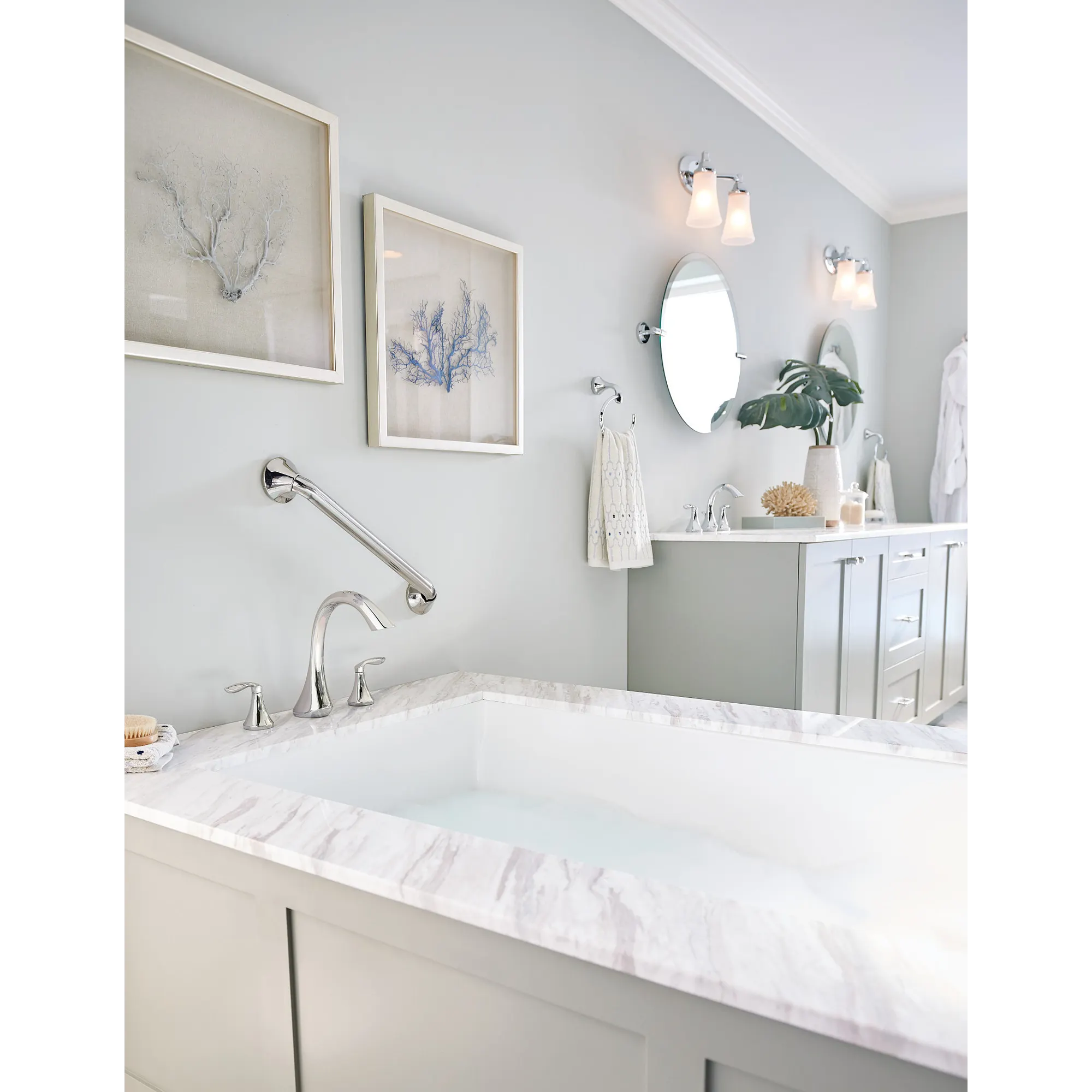 Eva Chrome Two-Handle High Arc Roman Tub Faucet - Image 3