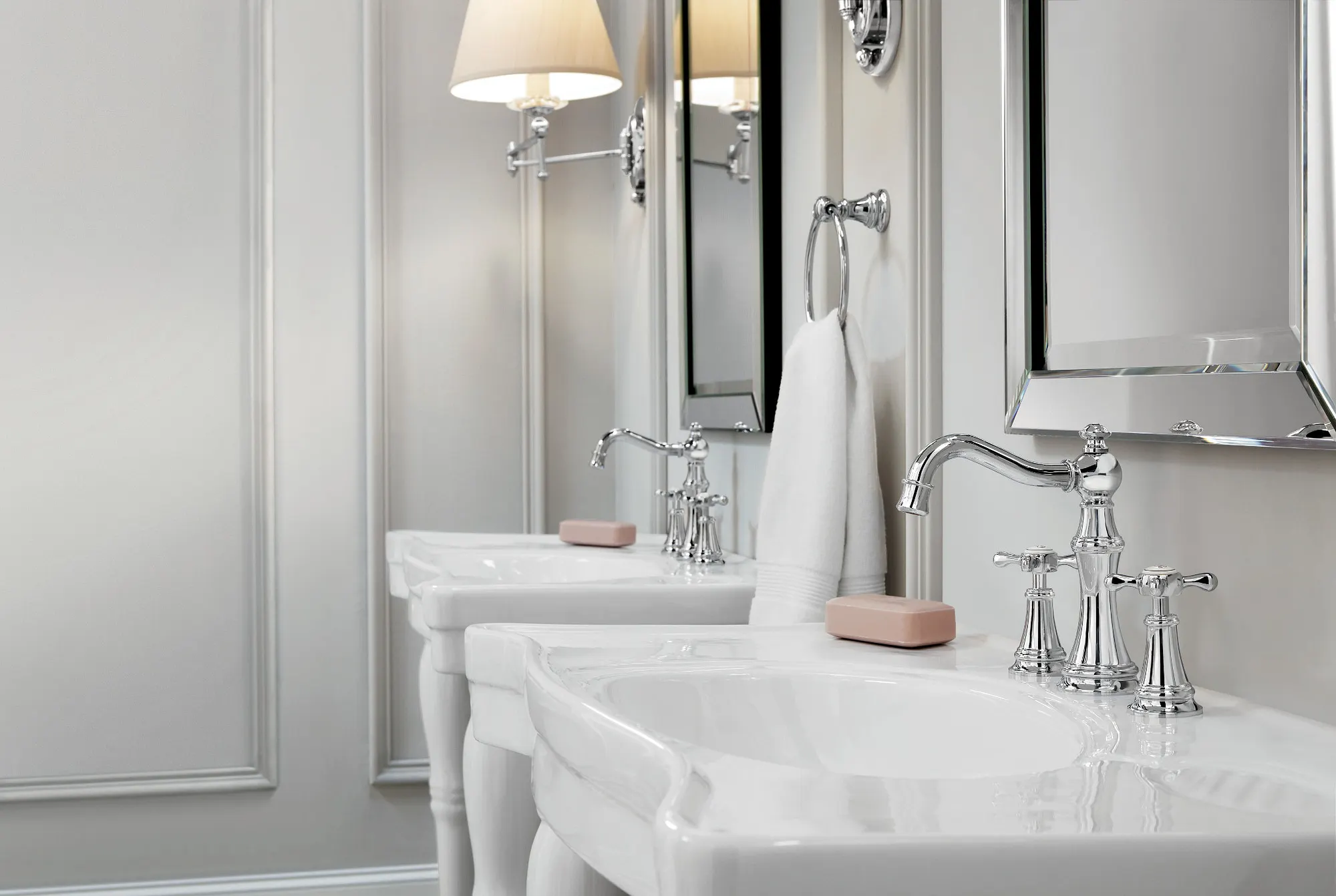 Weymouth Chrome Two-Handle High Arc Bathroom Faucet - Image 21