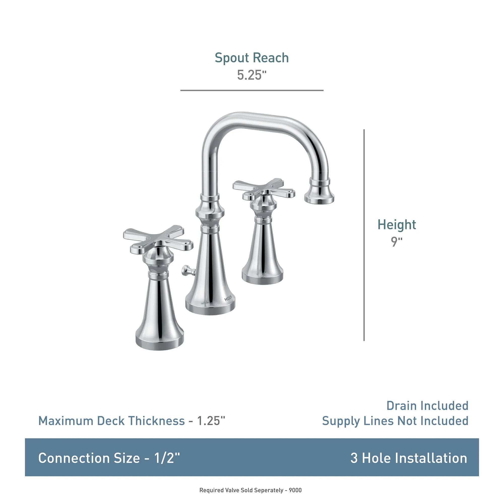 Colinet Chrome two-handle high arc bathroom faucet - Image 18